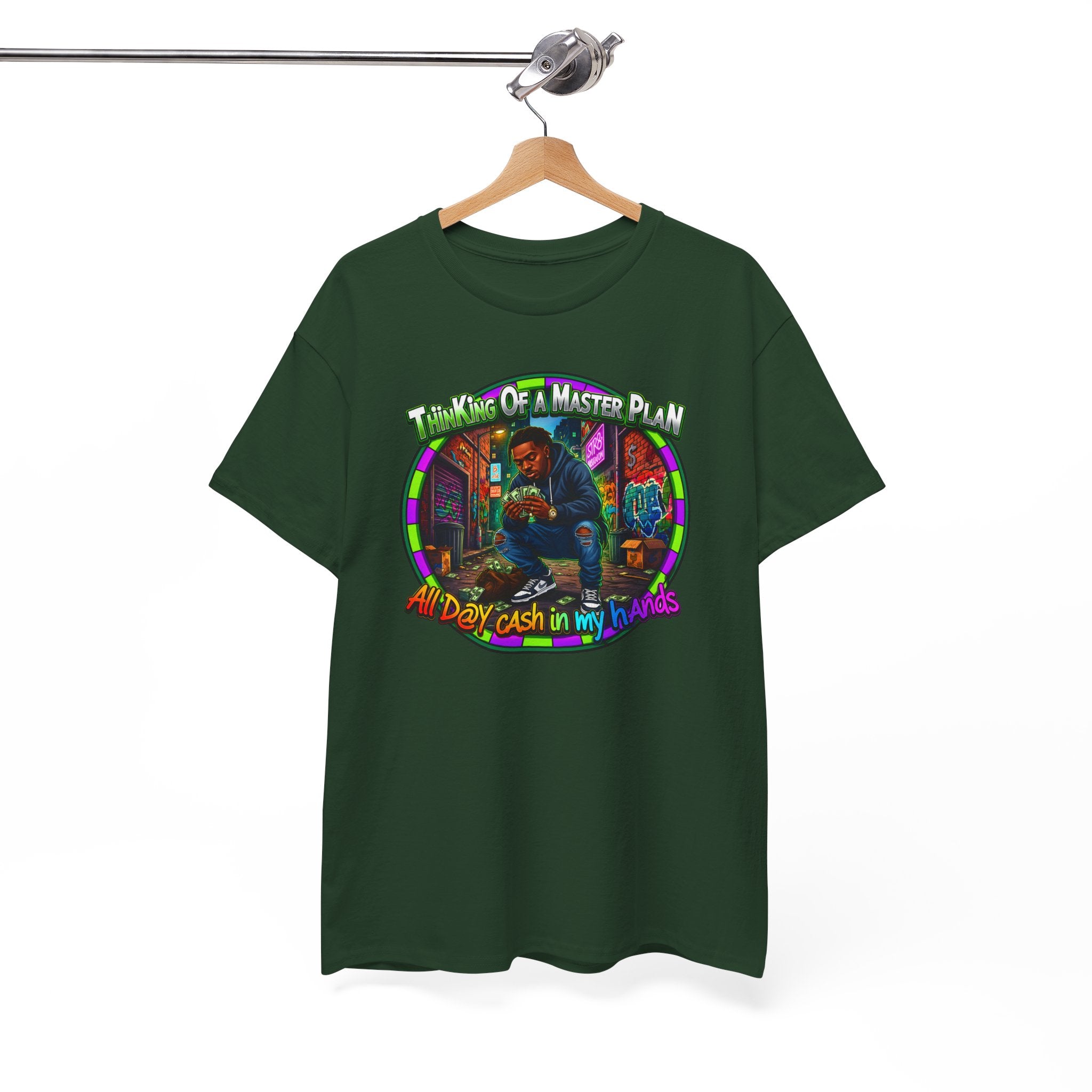T-Shirt — "Thinking of a Master Plan" Colorful Retro Hip-Hop Graphic Tee