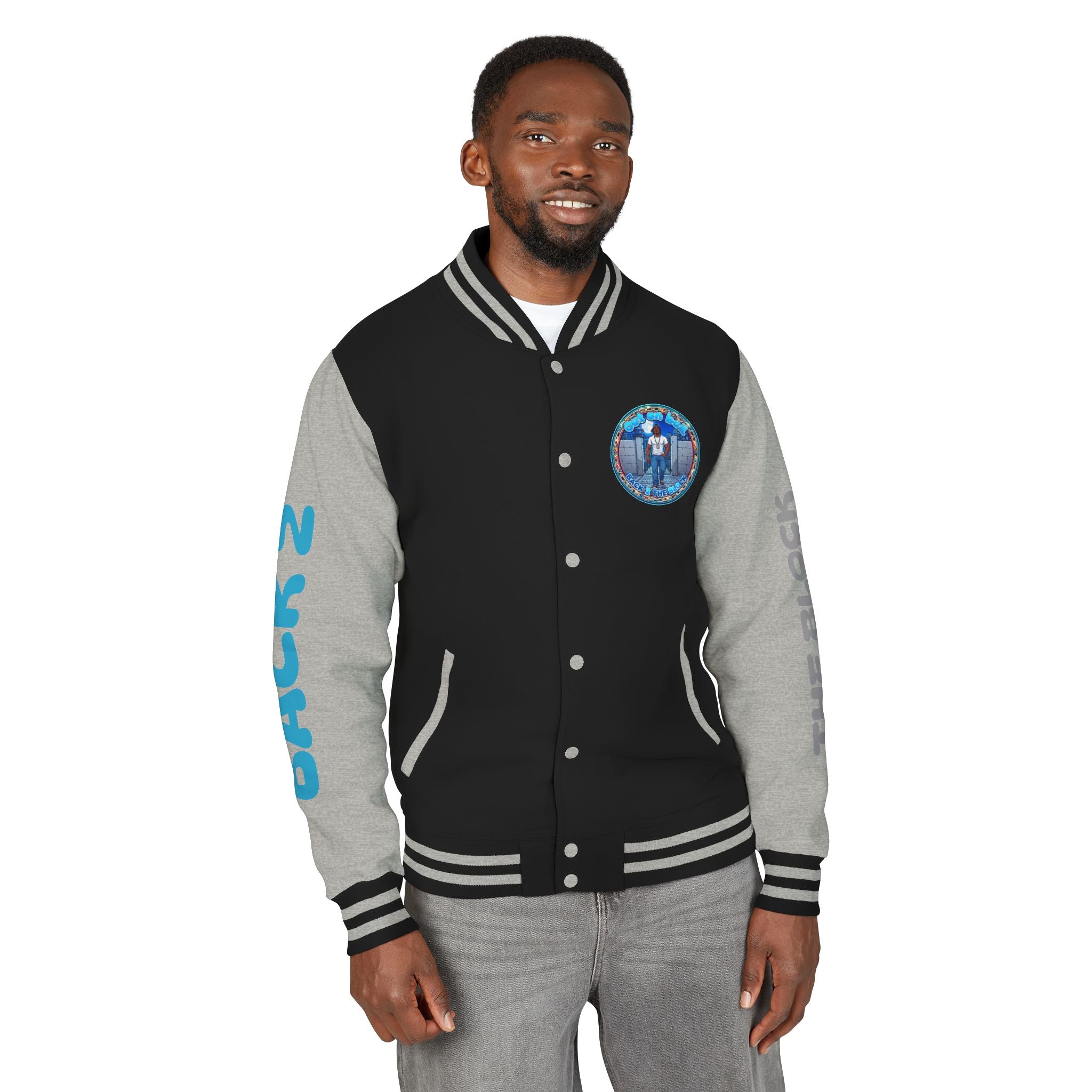 Letterman Jacket — 'Back 2 The Block' Retro Streetwear Patch Jacket