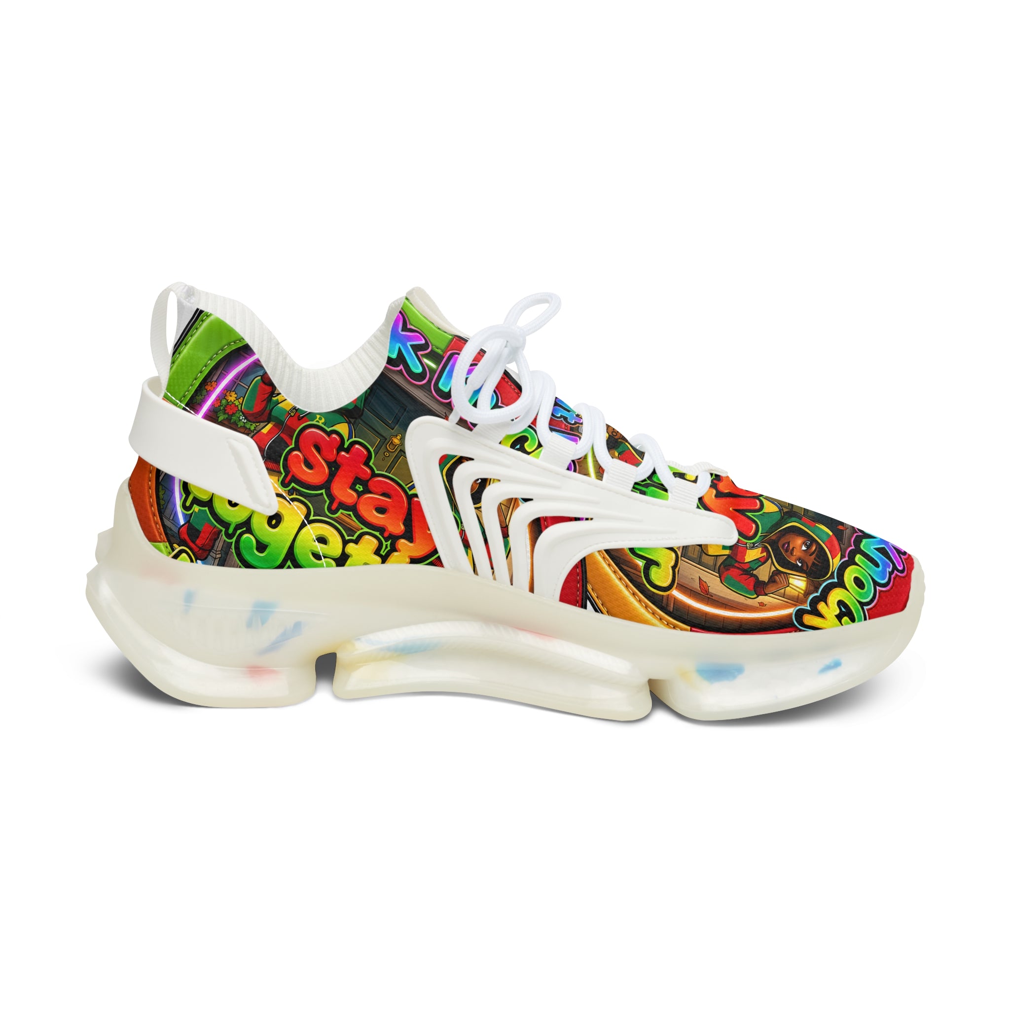 Women's Mesh Sneakers — Colorful Retro 'Stay Together' Graphic Athletic Shoes