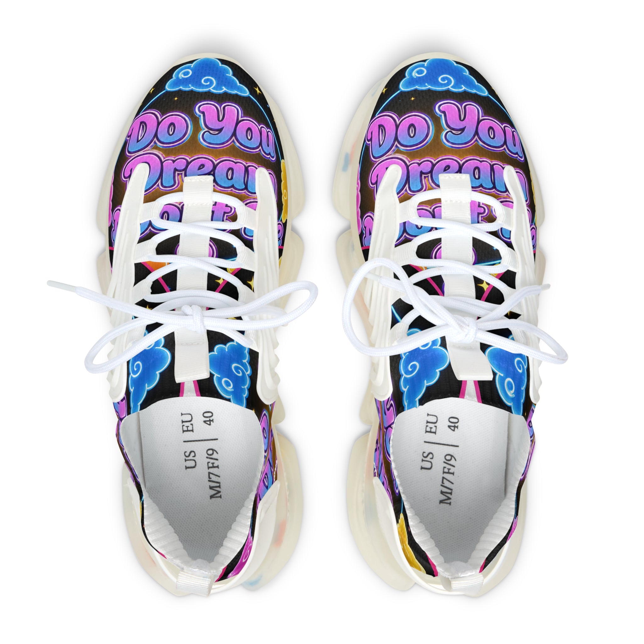 Mesh Sneakers — "Do You Dream Bout Me" Colorful Cloud Graphic