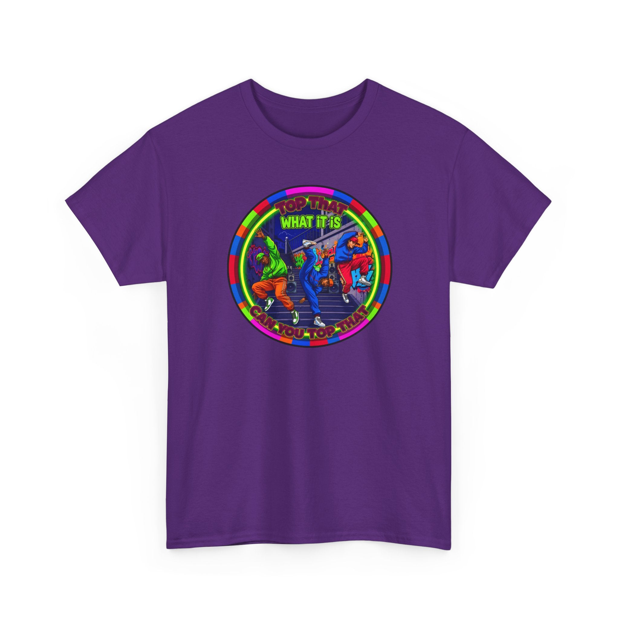 Dance Crew T-Shirt – "Top That What It Is" Retro Neon Graphic Tee