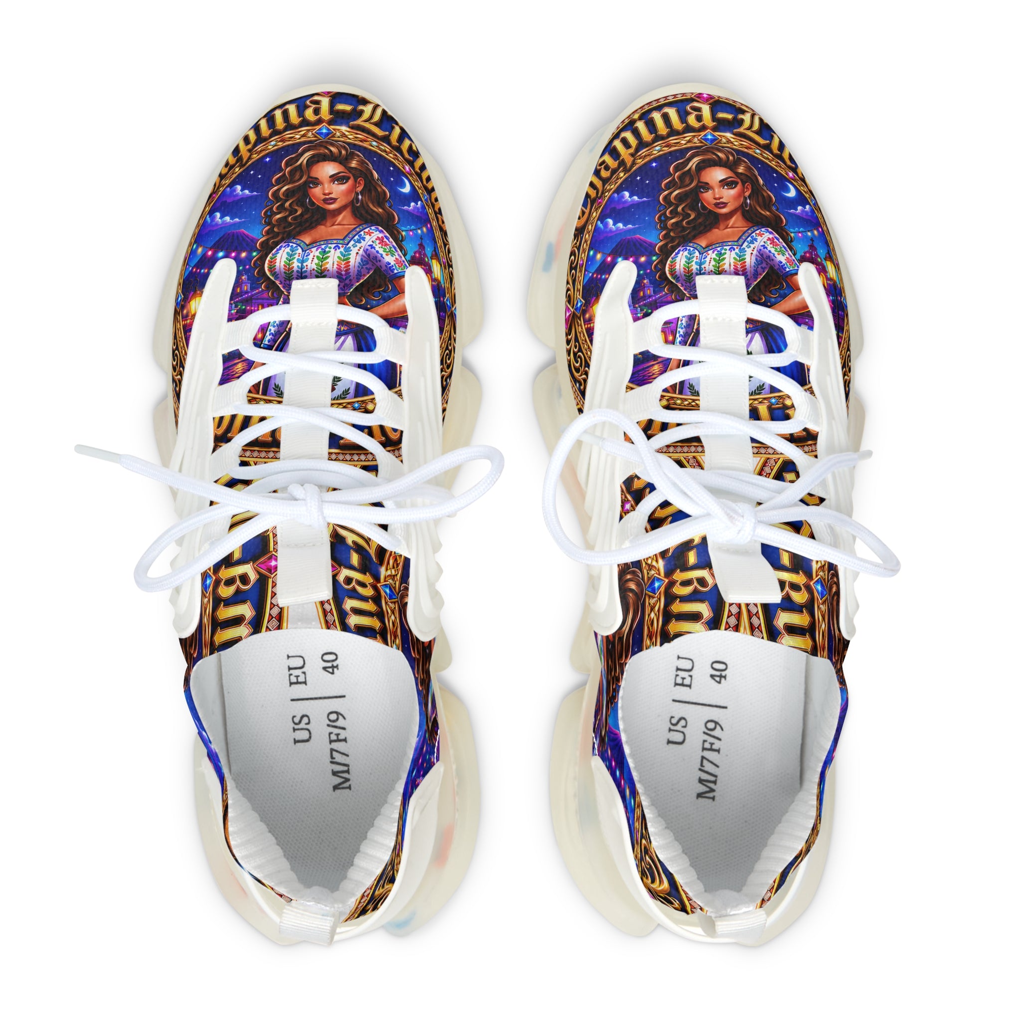 Women's Mesh Sneakers —"Chapina-Licious "Vibrant Saint-inspired Graphic Athletic Shoes