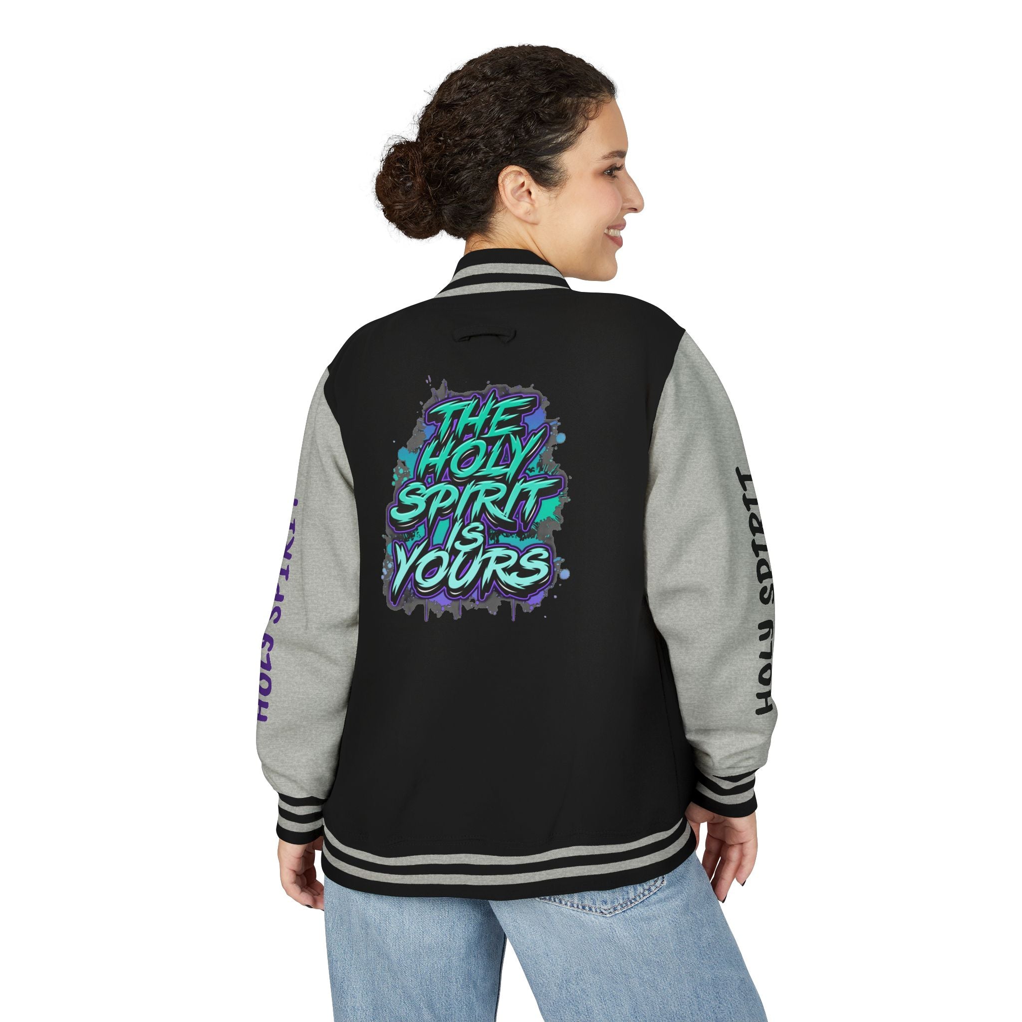Letterman Jacket — "The Holy Spirit Is Yours" Graphic
