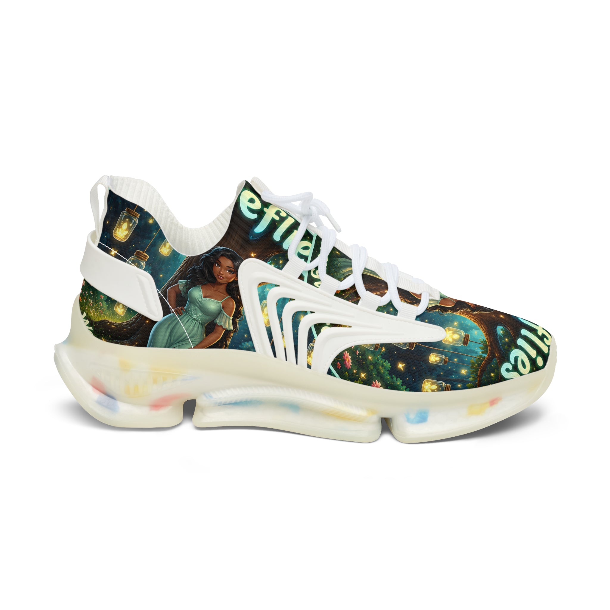 Women’s Mesh Sneakers — ’Fireflies’ Artistic Fairy Graphic Lightweight Running Shoes