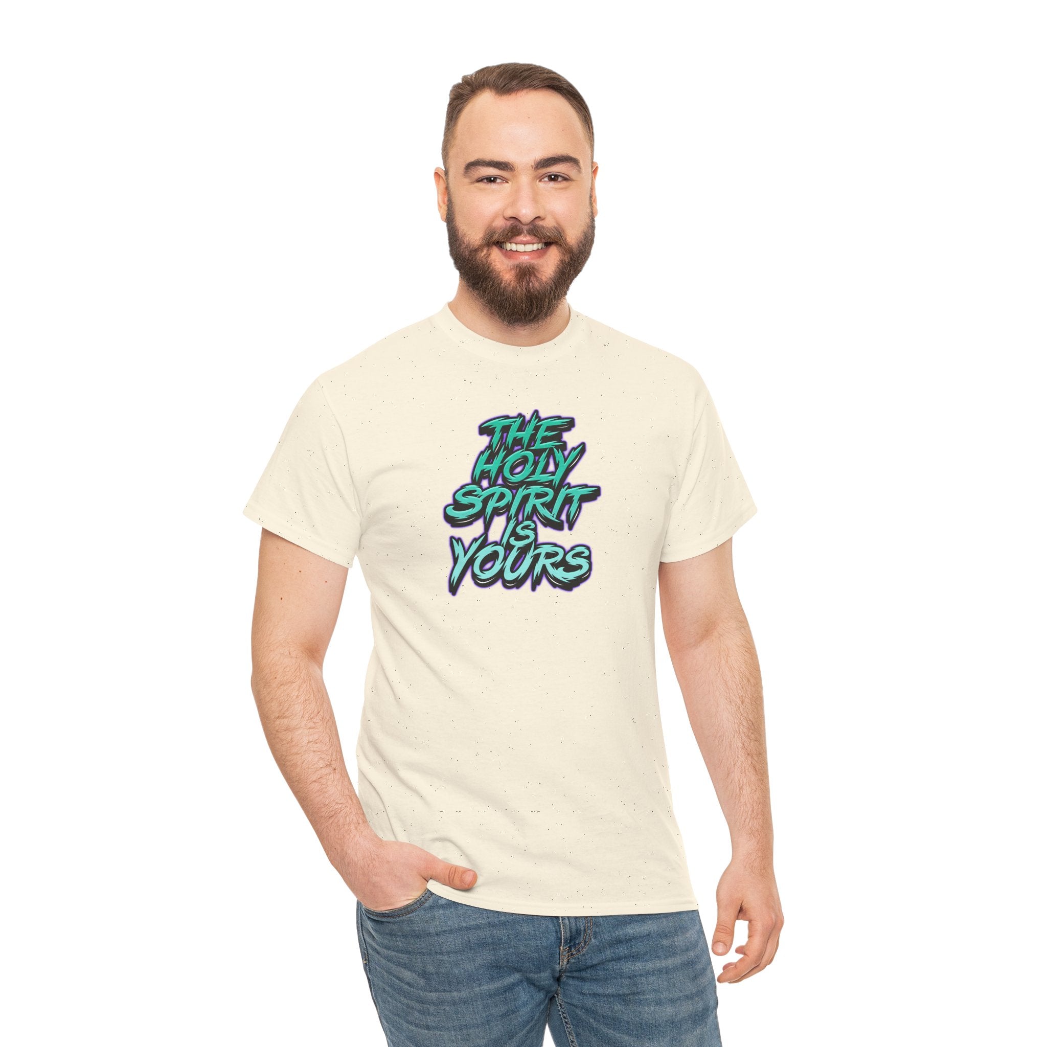 T-Shirt — "The Holy Spirit Yours" Retro Script Faith Tee