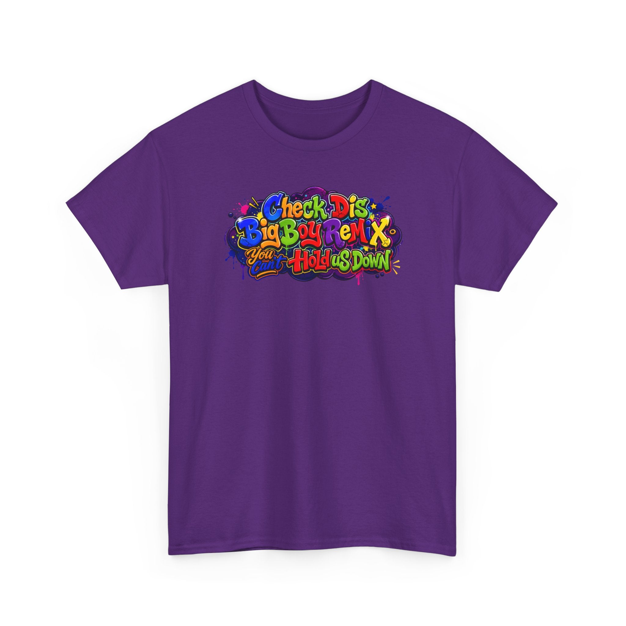 Graphic Tee — Colorful 'Check Dis Big Boy Remix' Retro Street Art T-Shirt