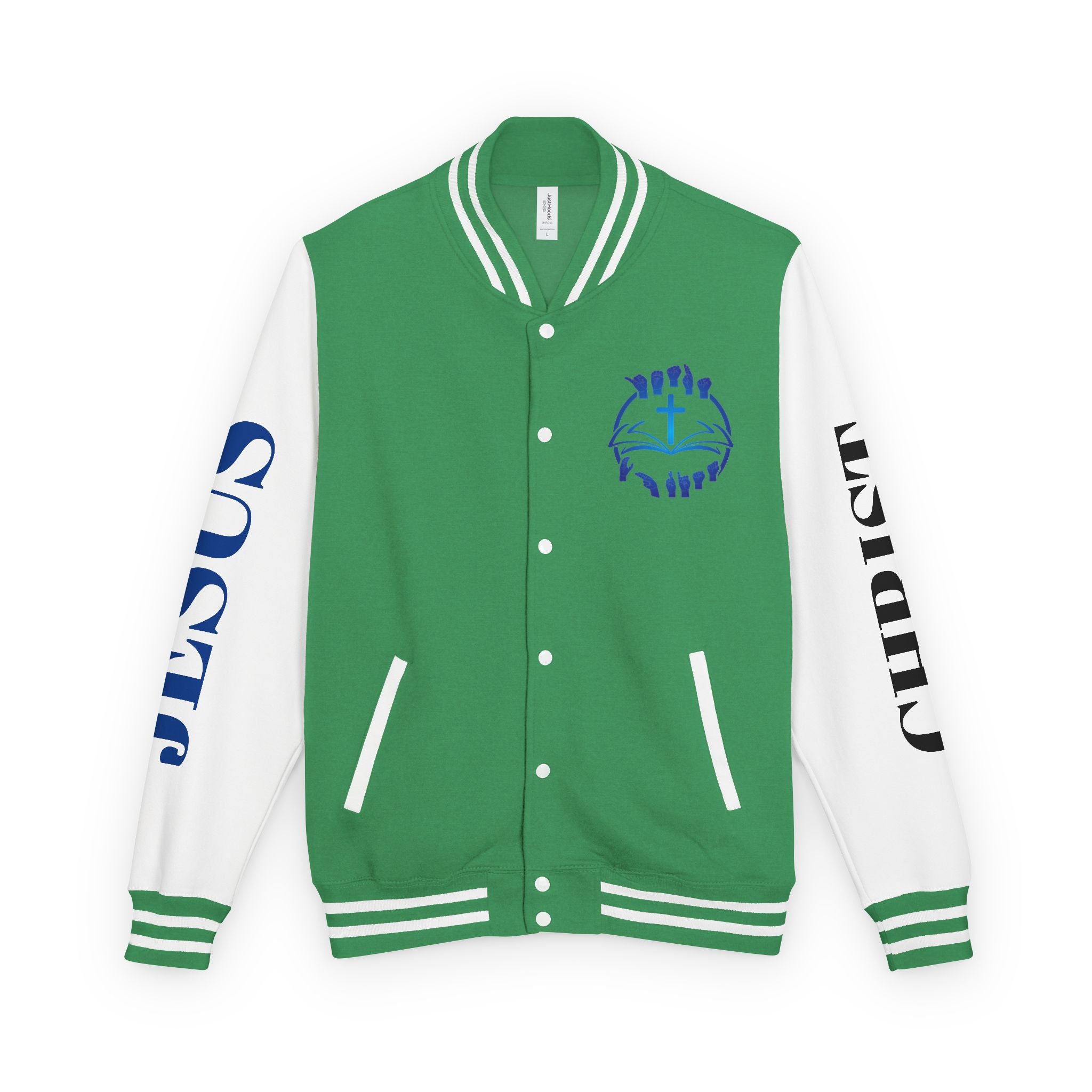 Christian Cross Letterman Jacket — Faith Crewneck Varsity Jacket