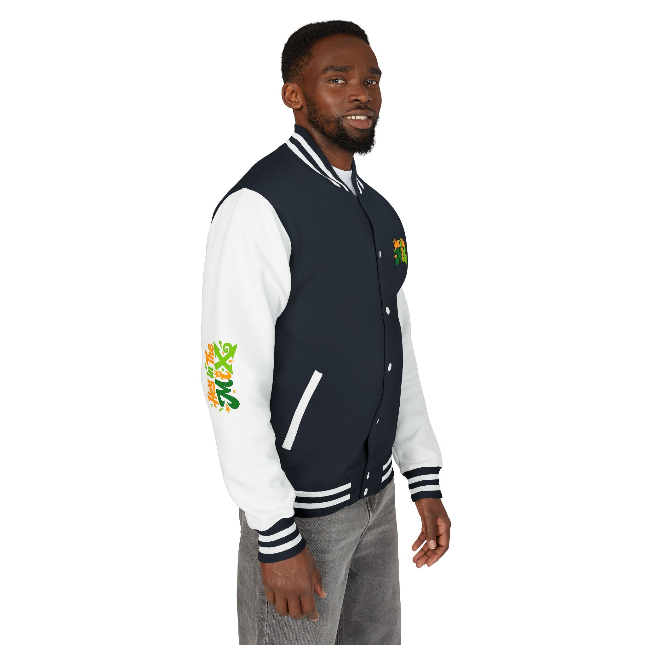 Letterman Jacket - "He's in the Mix" Retro Graffiti Varsity Jacket