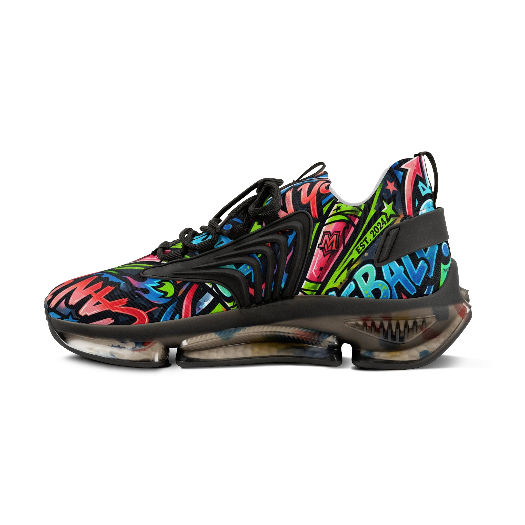 Mesh Sneakers —" Can You Baseball "Bold Graffiti Print Men's Athletic Shoes