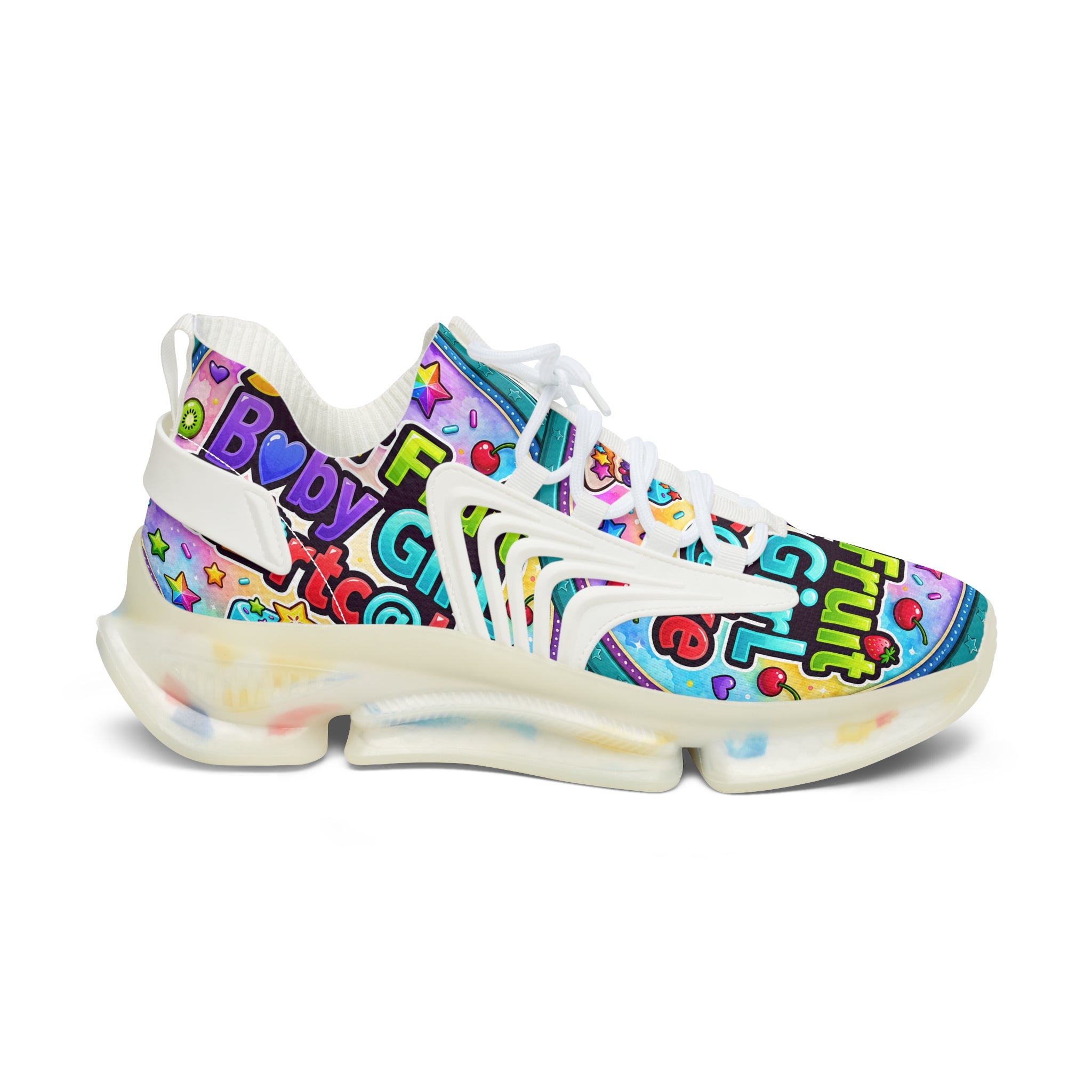 Colorful Graffiti Mesh Sneakers – 'Star Fruit Baby Shortcake' Graphic Women's Athletic Shoes