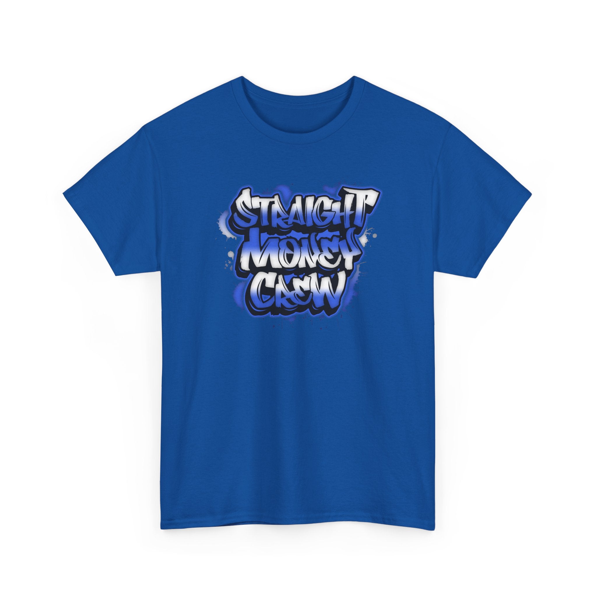 T-Shirt — "Stackin' Money Crew" Blue Graffiti Graphic Tee