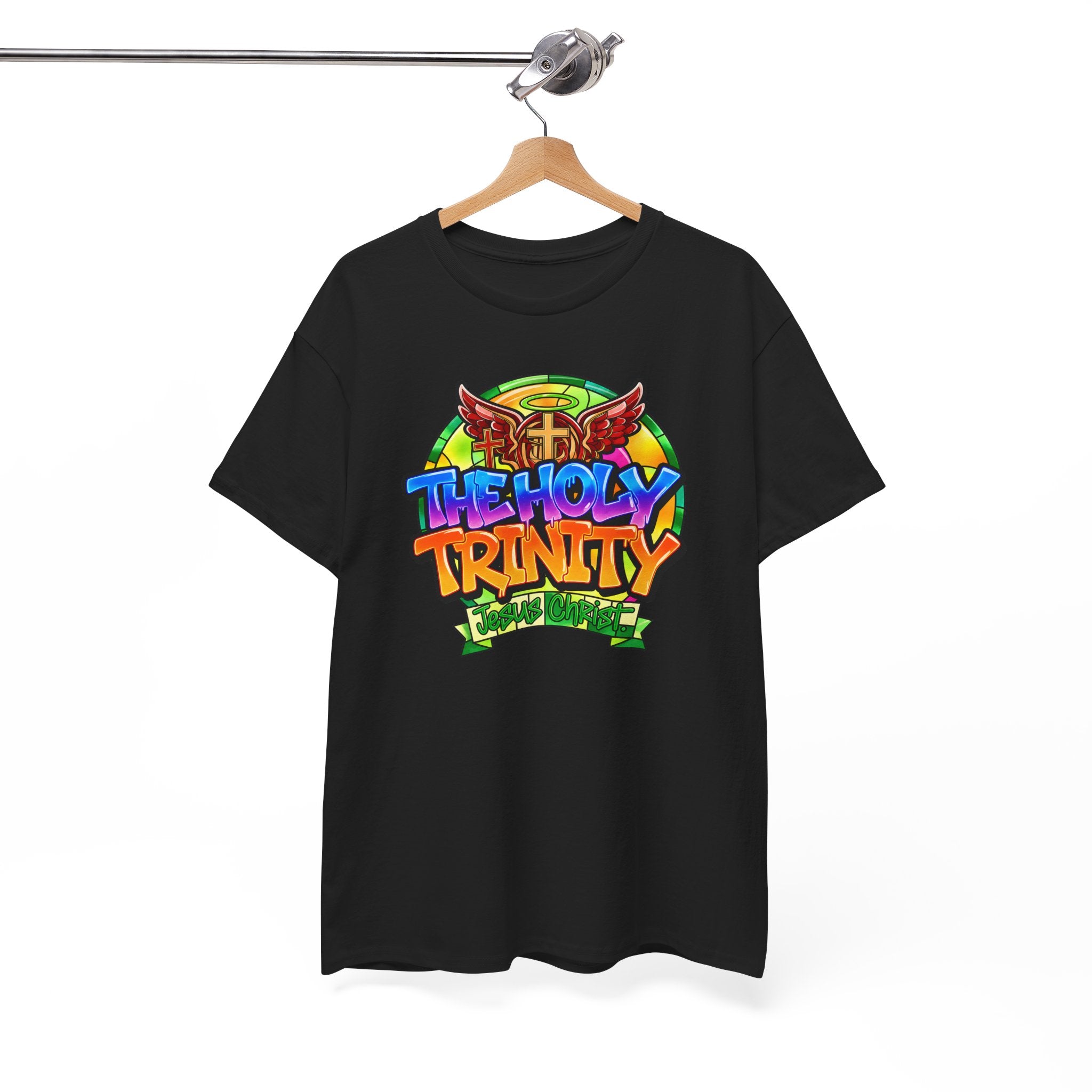 Holy Trinity Graphic Tee — Colorful Faith-Inspired Streetwear T-Shirt