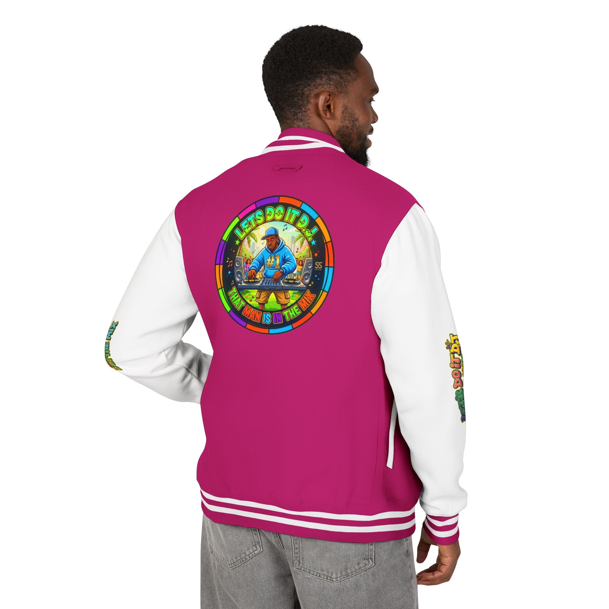 Letterman Jacket — 'Let's Do It' DJ Graphic Varsity Jacket
