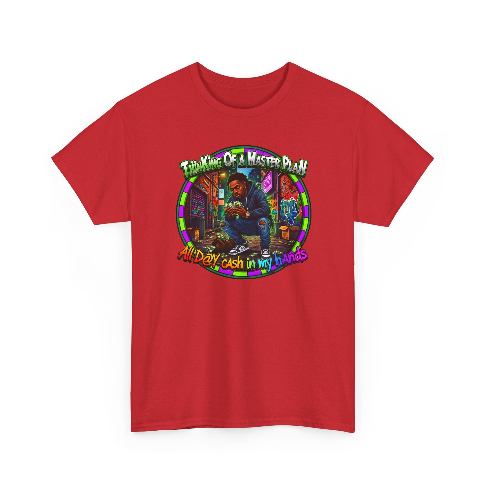 T-Shirt — "Thinking of a Master Plan" Colorful Retro Hip-Hop Graphic Tee