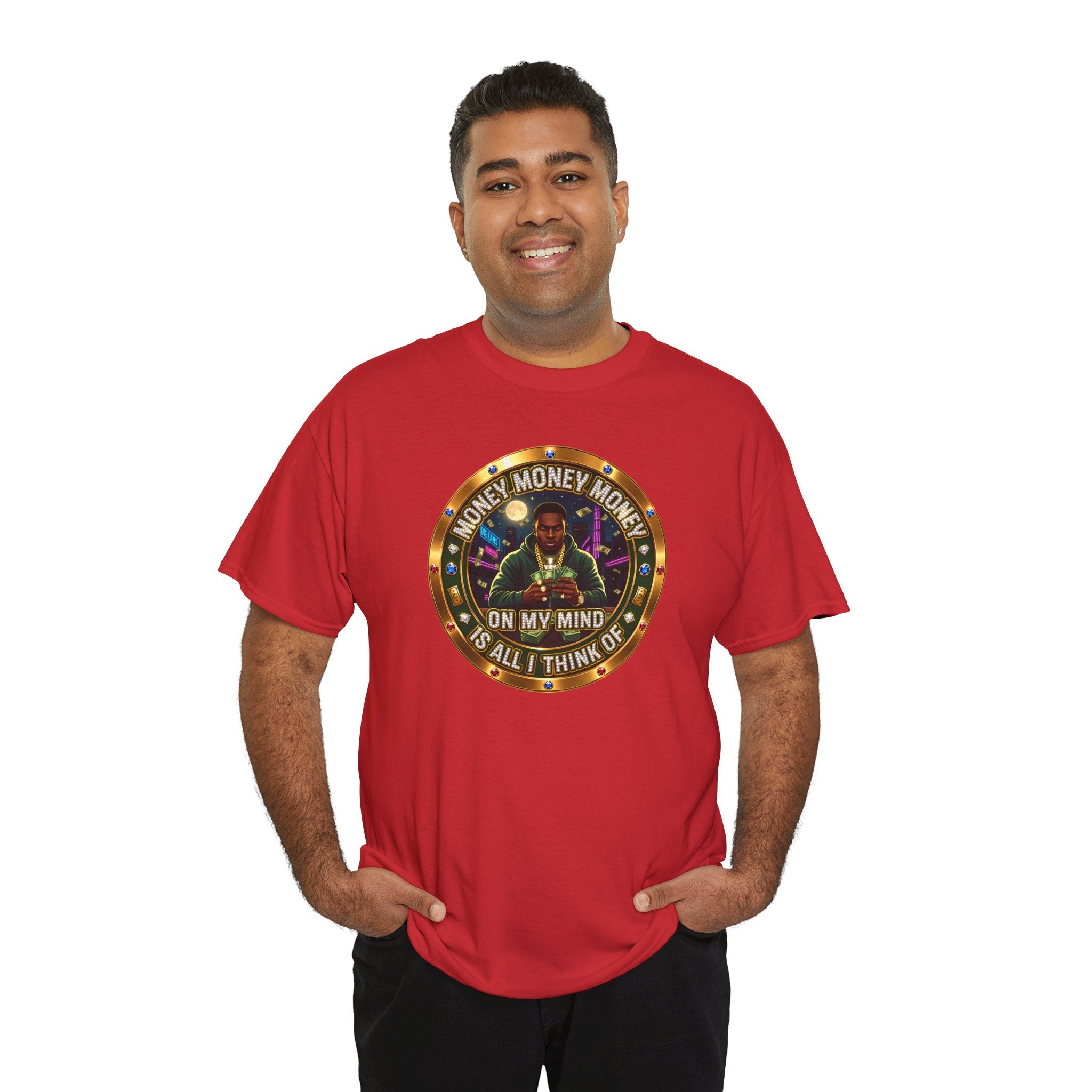 "Money On My Mind" Graphic Tee — Retro Casino Coin Design