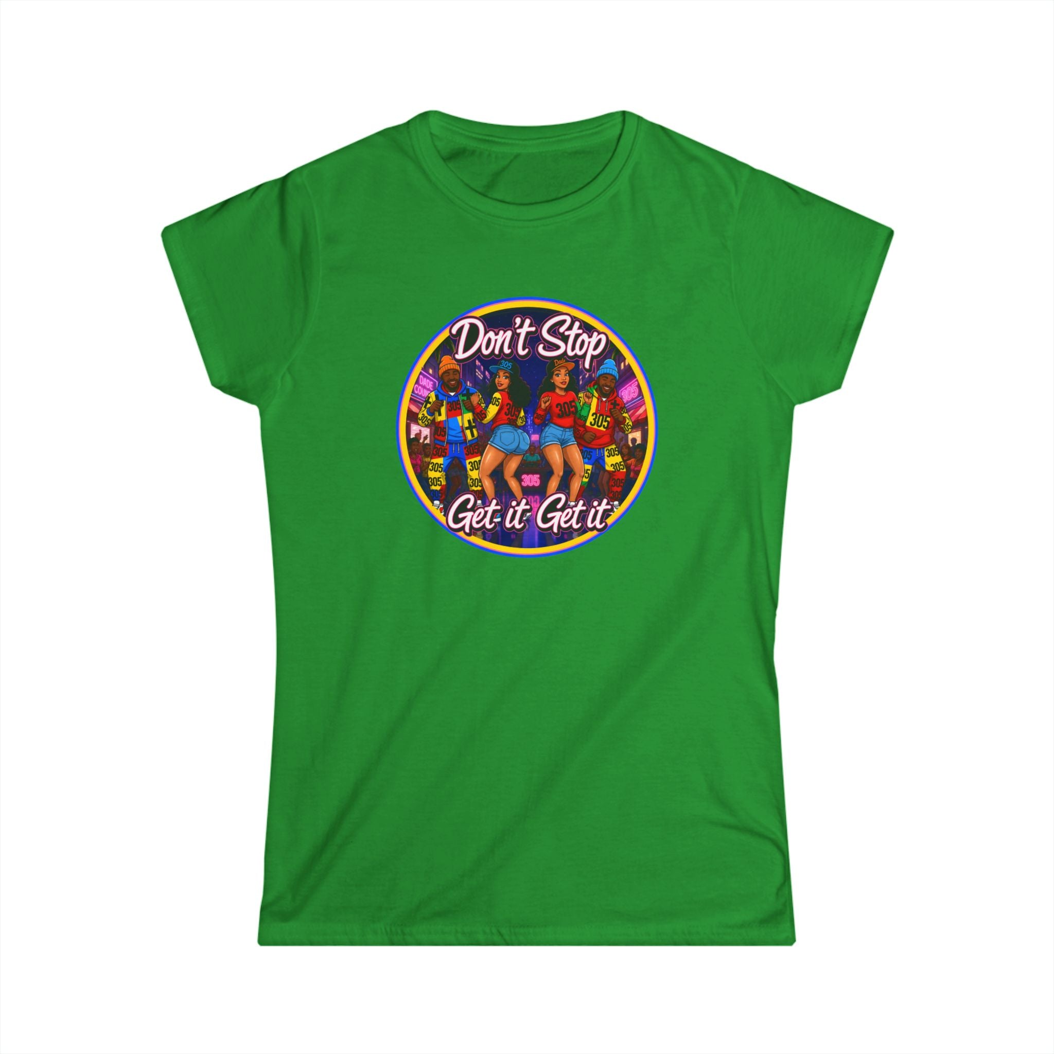 "Don’t Stop Get It Get It" Women’s Tee – Retro Dance Party Graphic Shirt