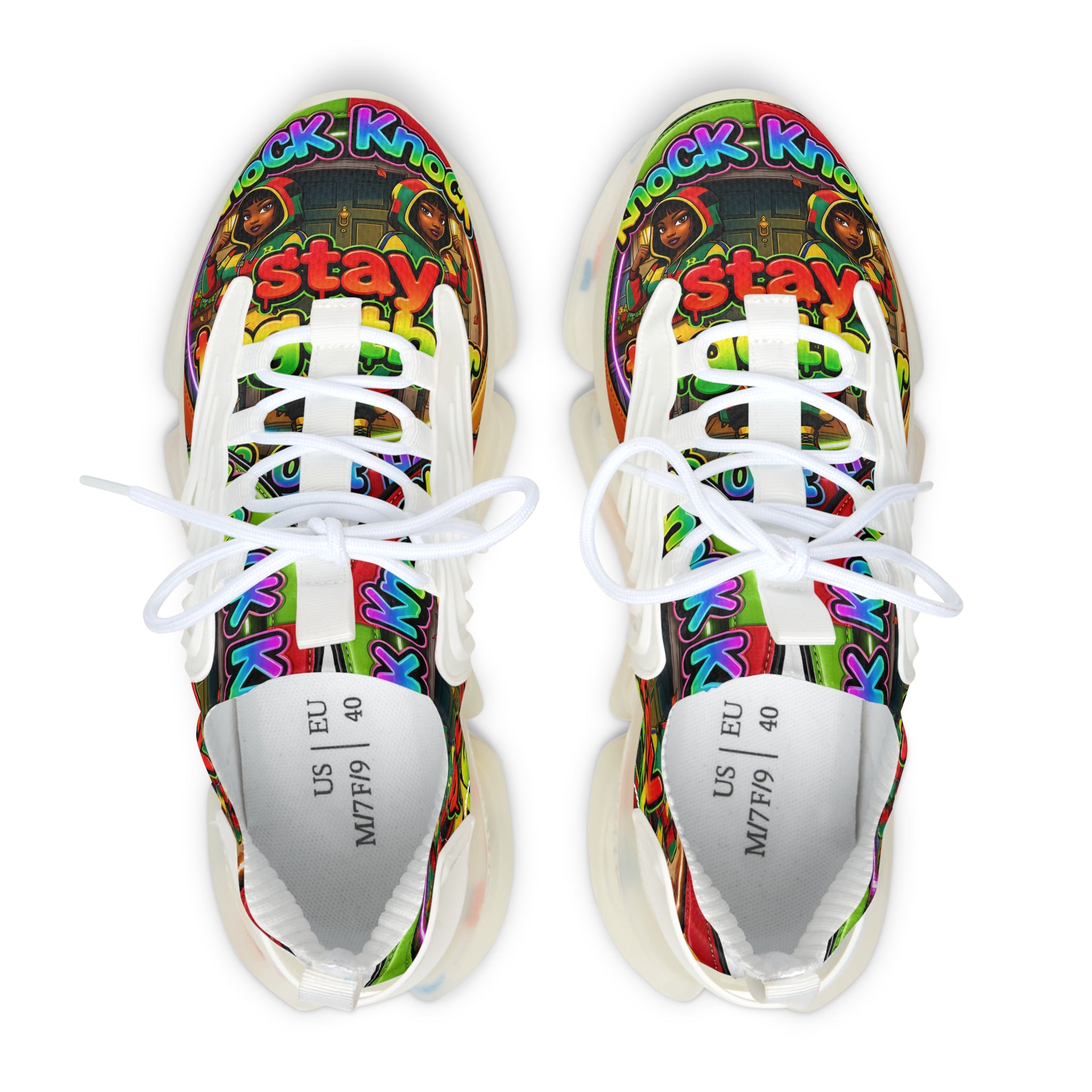 Women's Mesh Sneakers — Colorful Retro 'Stay Together' Graphic Athletic Shoes