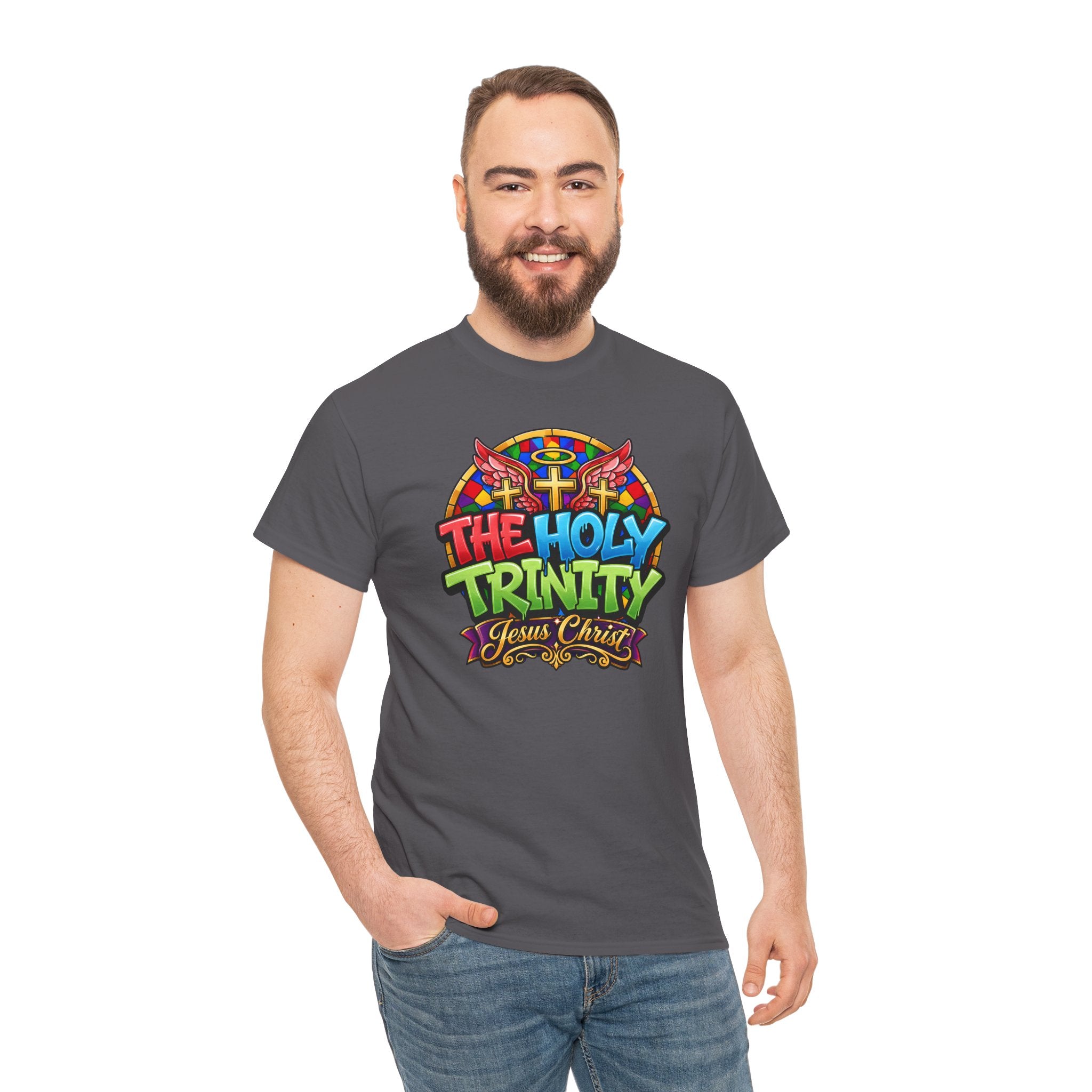 Holy Trinity Graphic Tee — 'The Holy Trinity Jesus Christ' Colorful Faith T-Shirt