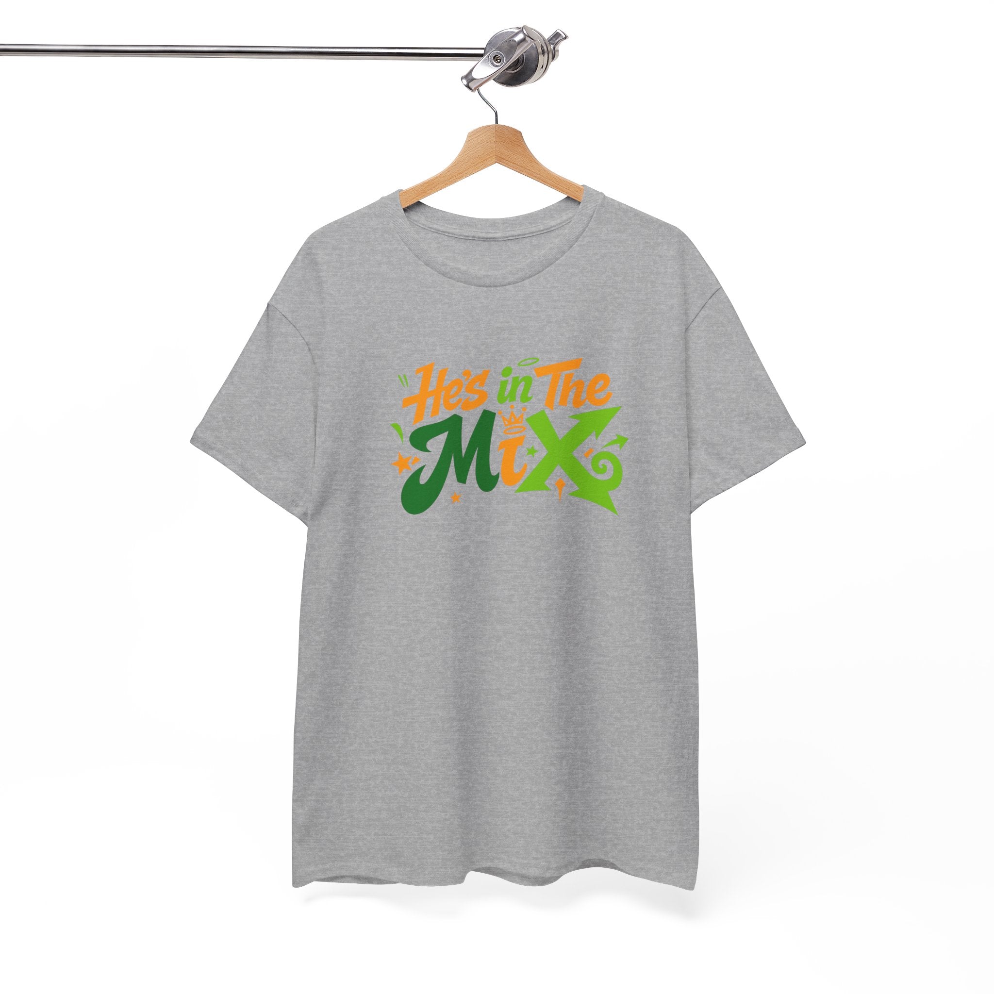 "He's in the Mix" T-Shirt — Retro Green & Orange DJ/Music Tee