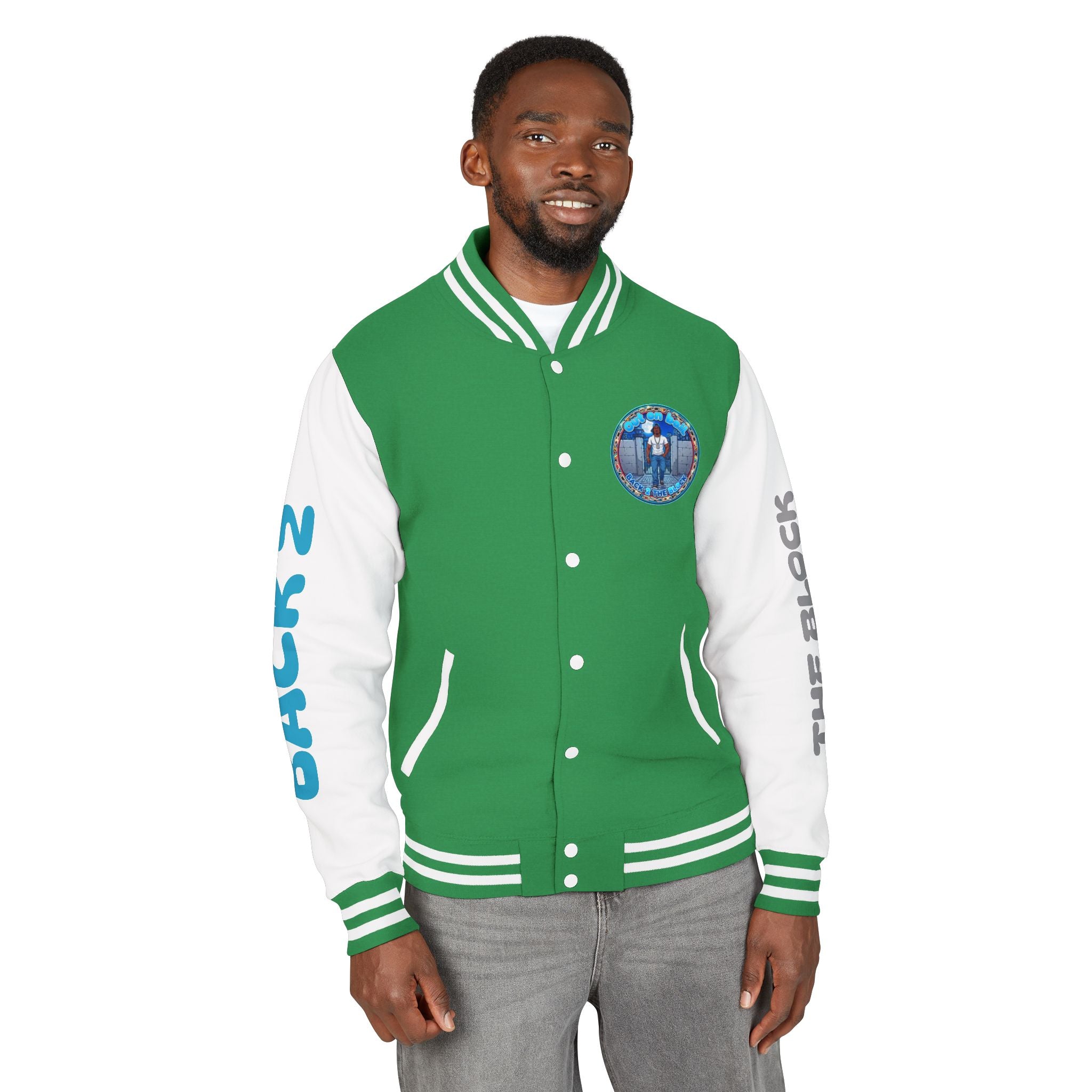 Letterman Jacket — 'Back 2 The Block' Retro Streetwear Patch Jacket