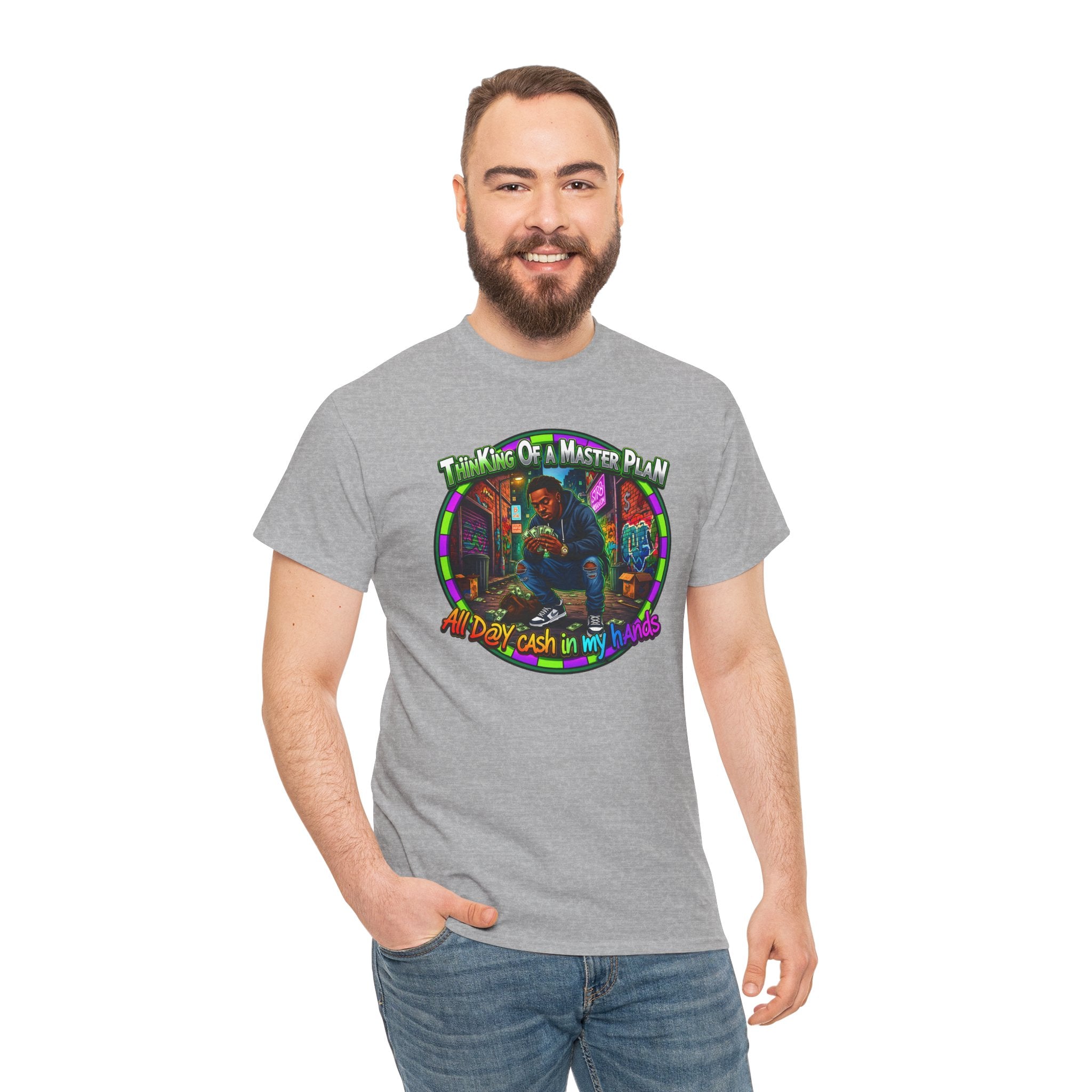 T-Shirt — "Thinking of a Master Plan" Colorful Retro Hip-Hop Graphic Tee