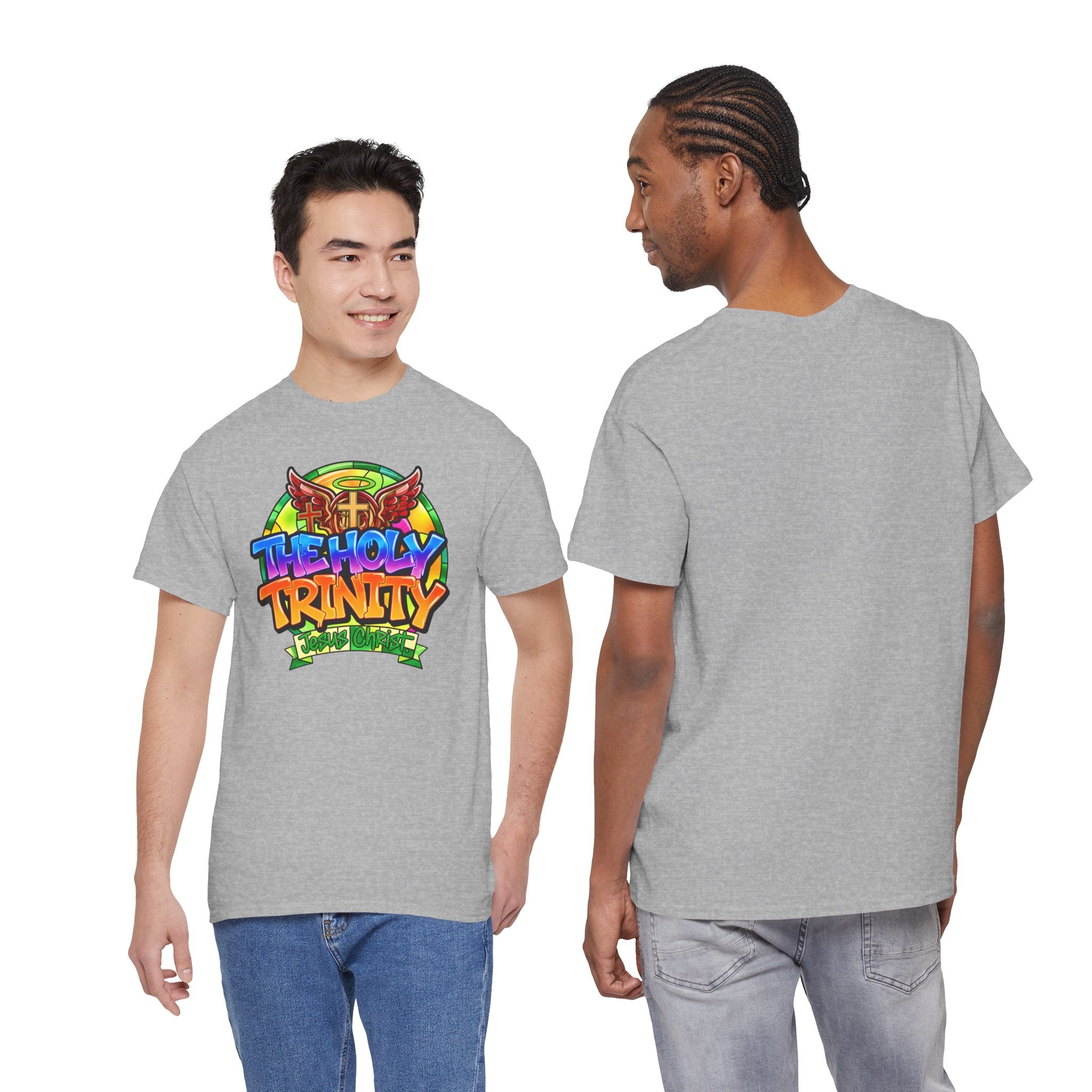 Holy Trinity Graphic Tee — Colorful Faith-Inspired Streetwear T-Shirt