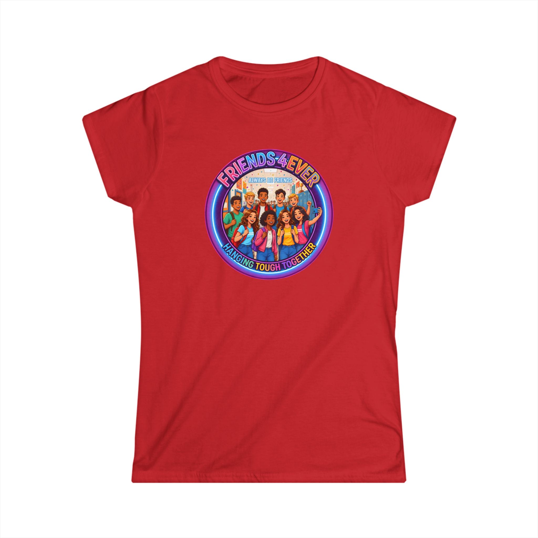 "Friends 4Ever" Graphic Tee — Retro Diverse Girl Squad Shirt