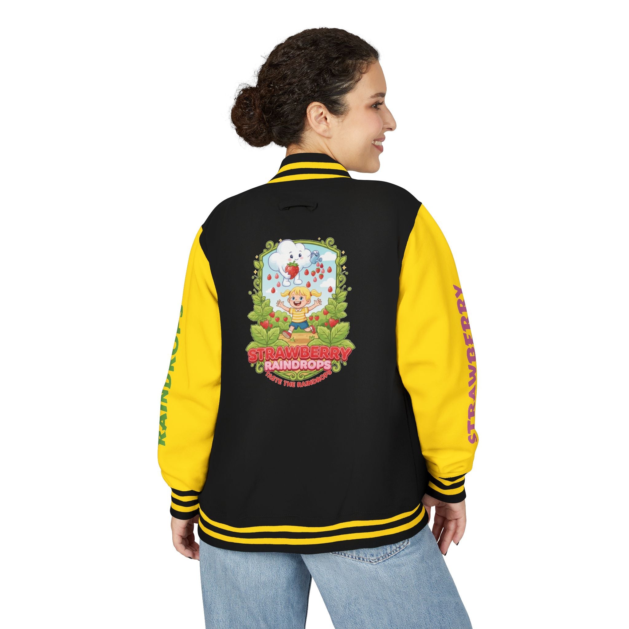 Letterman Jacket —Strawberry Raindrops Back Patch