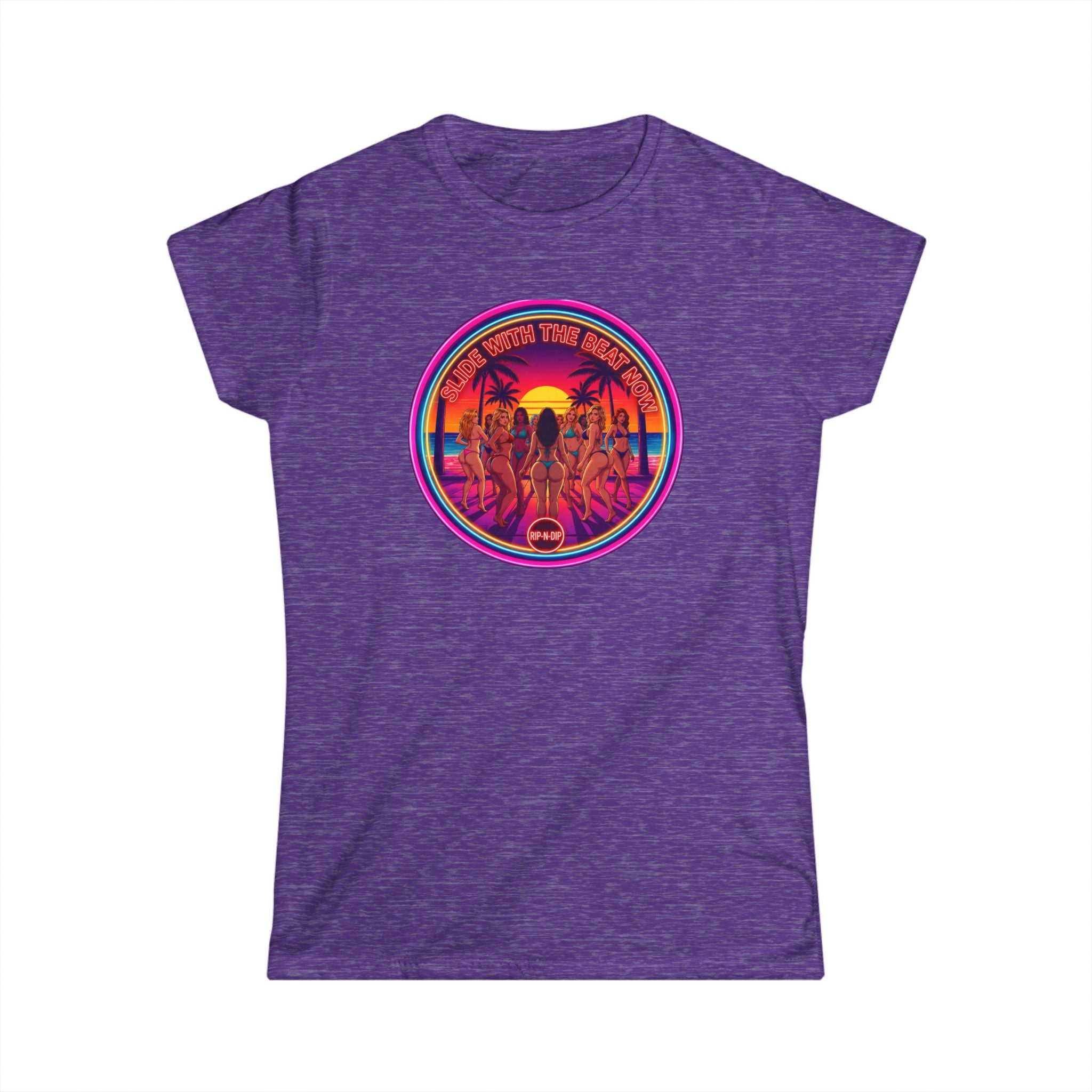 Women's Tee - " Slide With The Beat Now " Classic White Softstyle Short Sleeve
