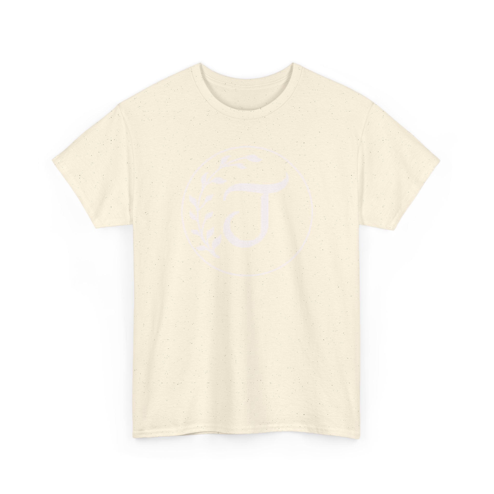 White Tee with Subtle "Floral J " Jesus Christ "— Minimalist Japanese Character T-Shirt