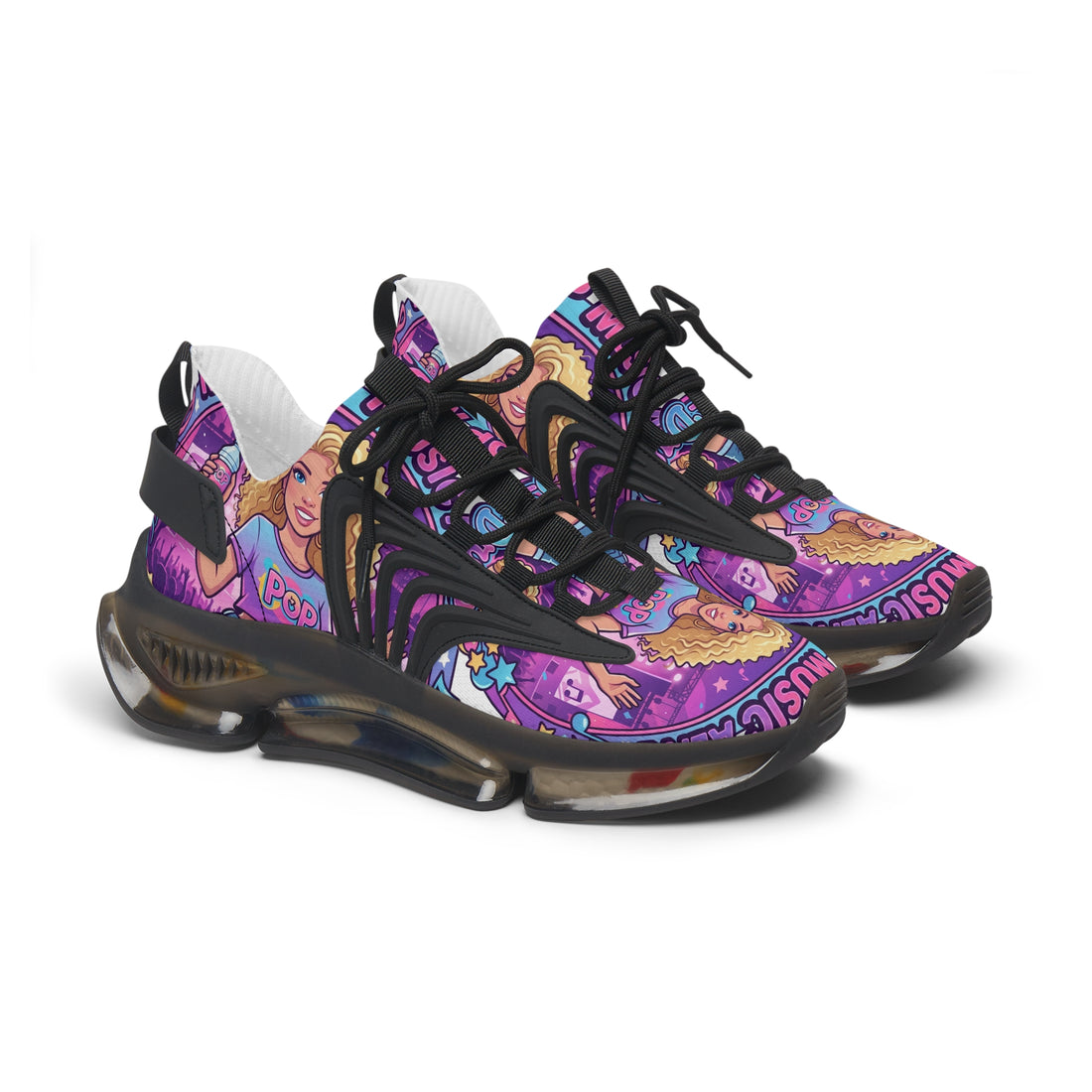 Women’s Mesh Sneakers —"Keep Pop Music Alive " Women's Trendy Printed Athletic Shoes