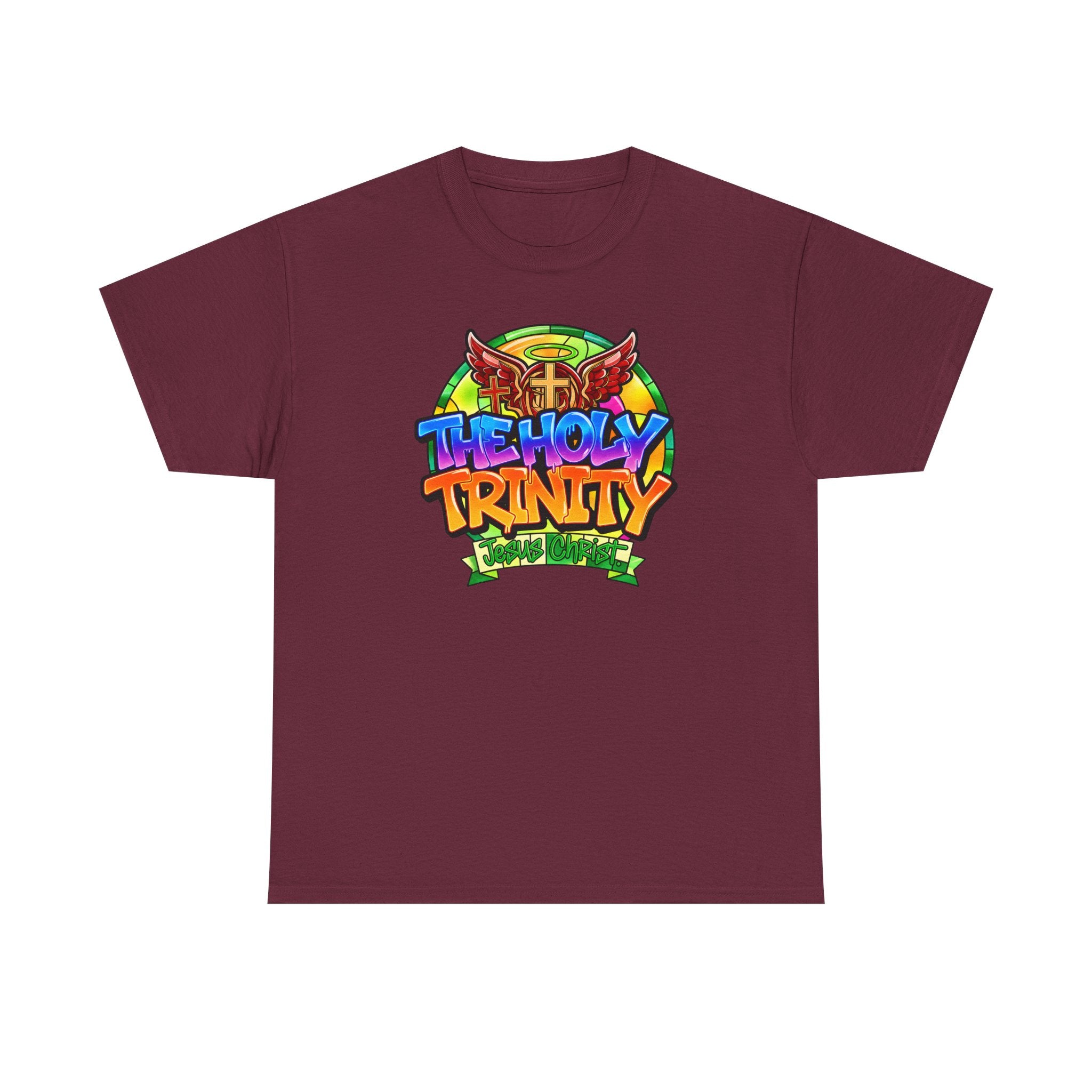 Holy Trinity Graphic Tee — Colorful Faith-Inspired Streetwear T-Shirt