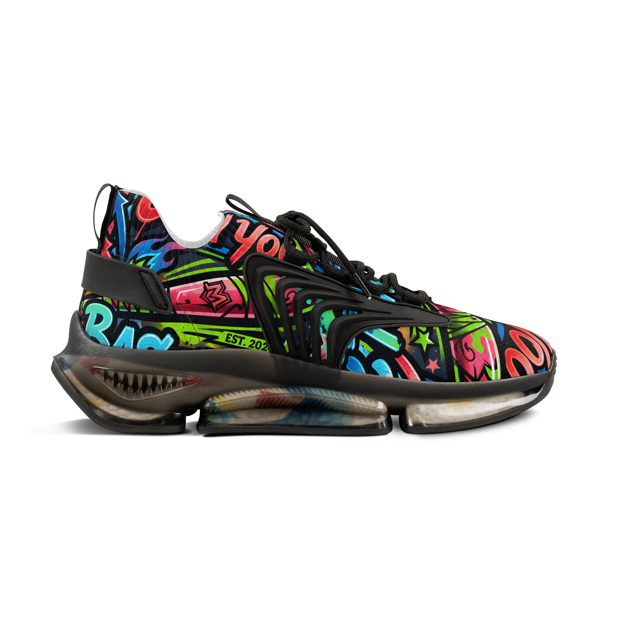 Mesh Sneakers —" Can You Baseball "Bold Graffiti Print Men's Athletic Shoes
