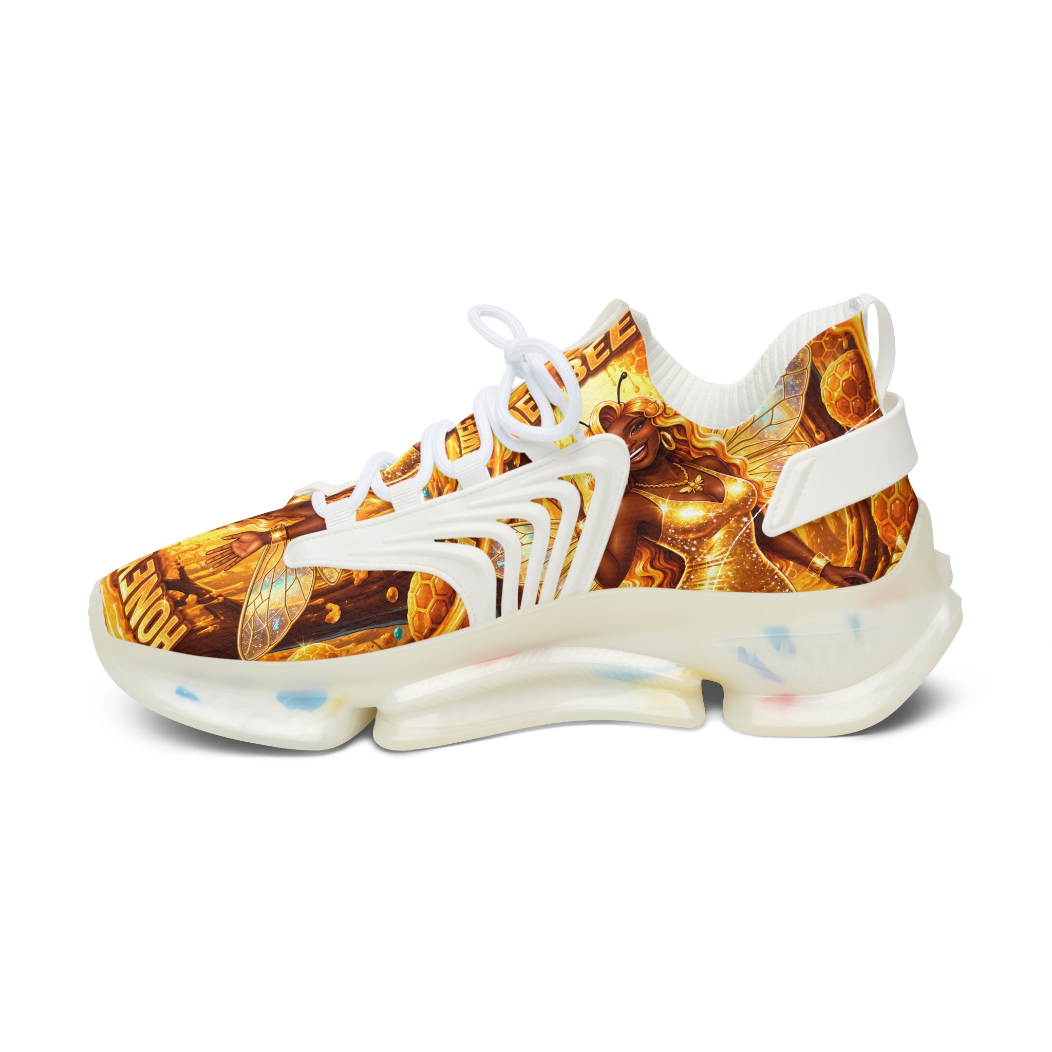 Mesh Sneakers — "Honey Bee Queen" Graphic Women’s Athletic Shoes