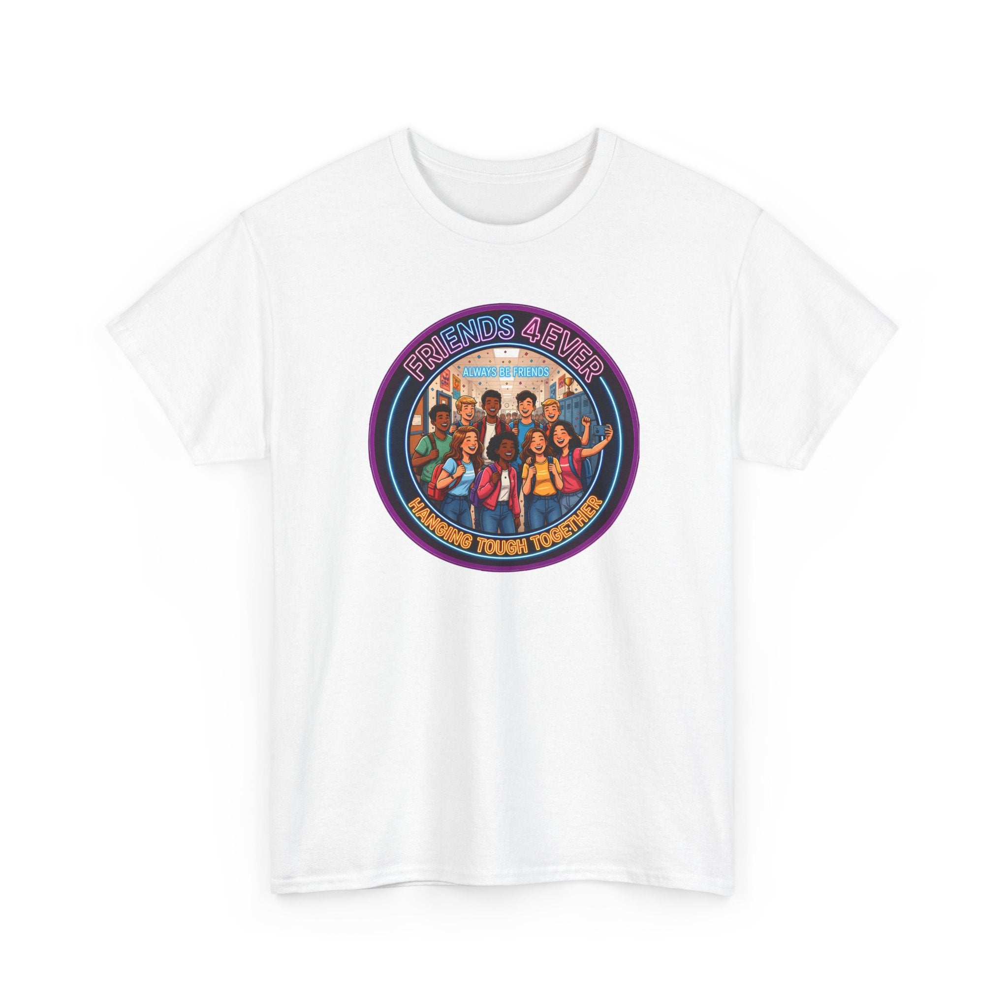 Graphic Tee — Retro Group Illustration "Friends Forever"