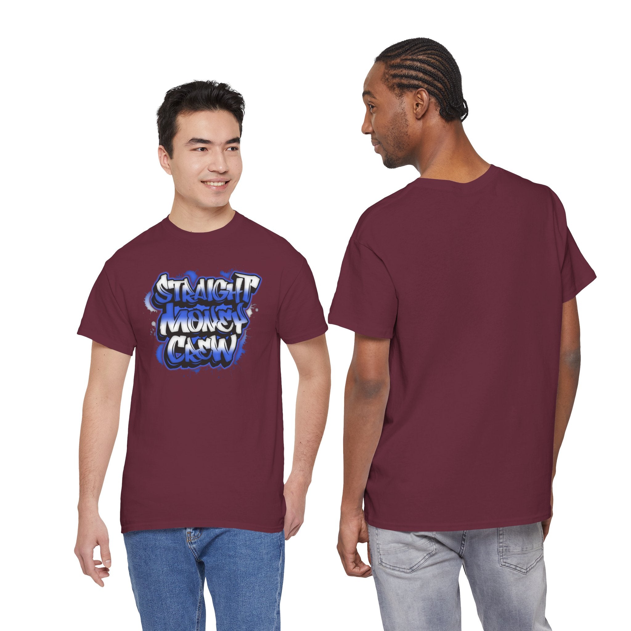T-Shirt — "Stackin' Money Crew" Blue Graffiti Graphic Tee