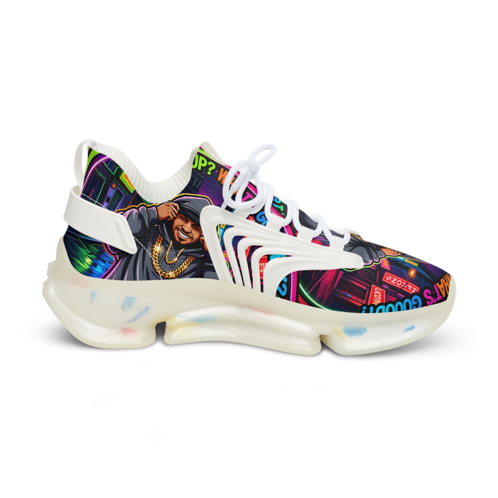 Men's Mesh Sneakers — " Yo, What's up? Rapper Graphic Athletic Shoes