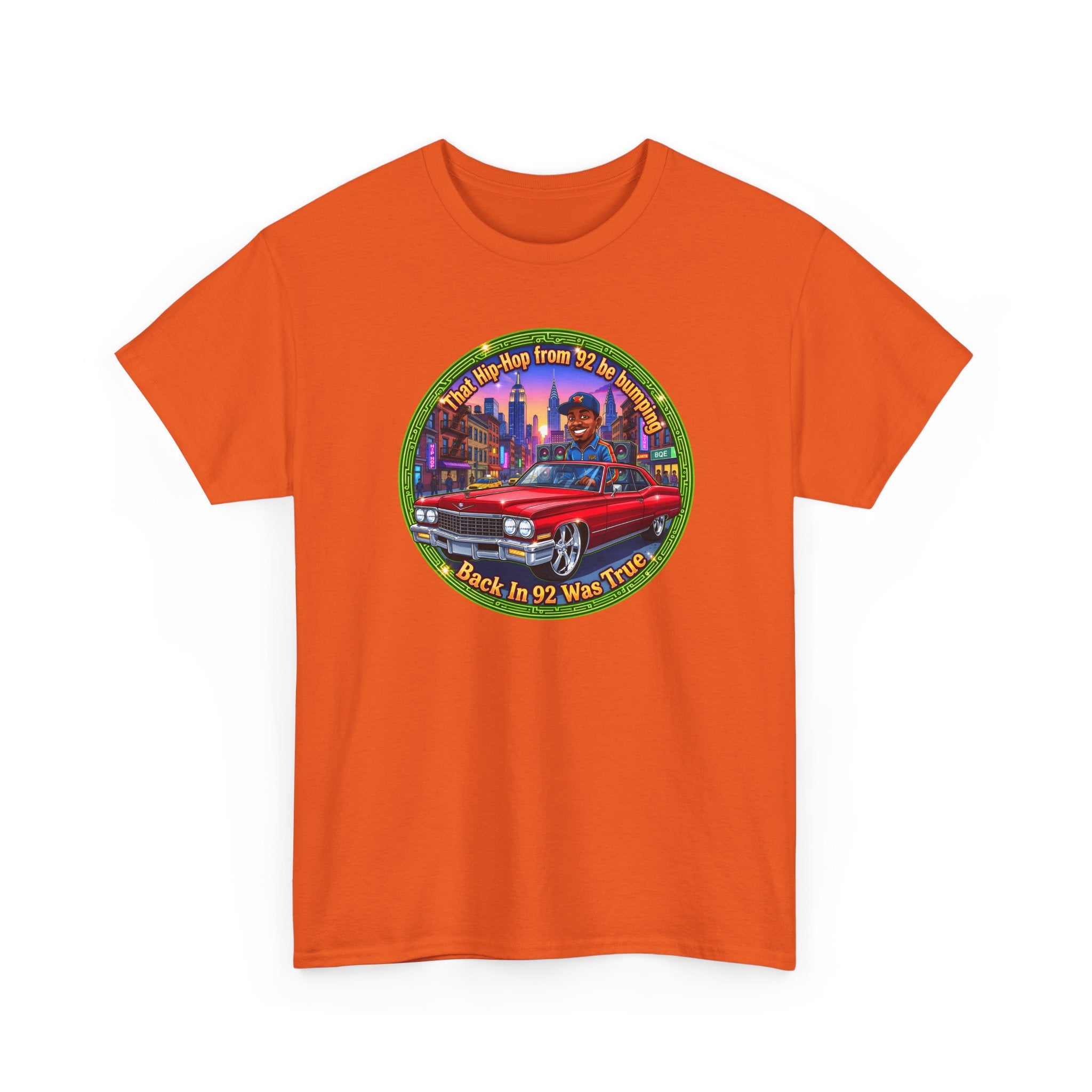 Vintage Red Convertible T-Shirt – “That Hip-hop From 92 Be Bumping" Retro City Cruise Tee