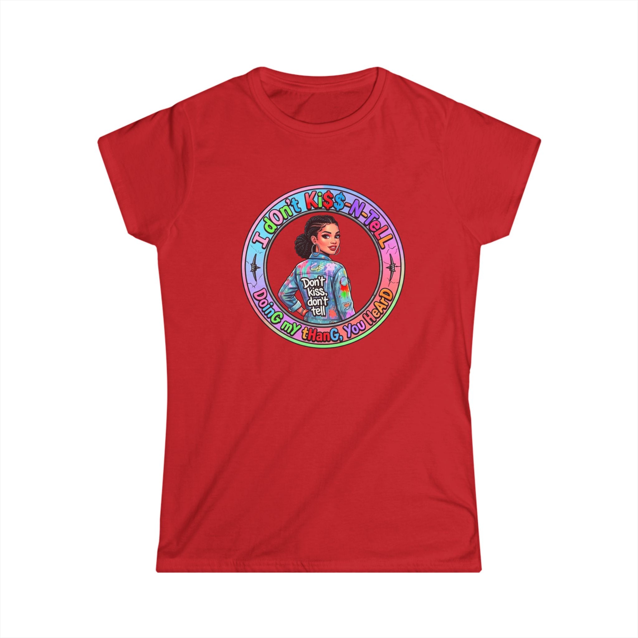 Women's Tee — 'I Don't Kiss-N-Tell" Vintage-Inspired Afro Pride Graphic