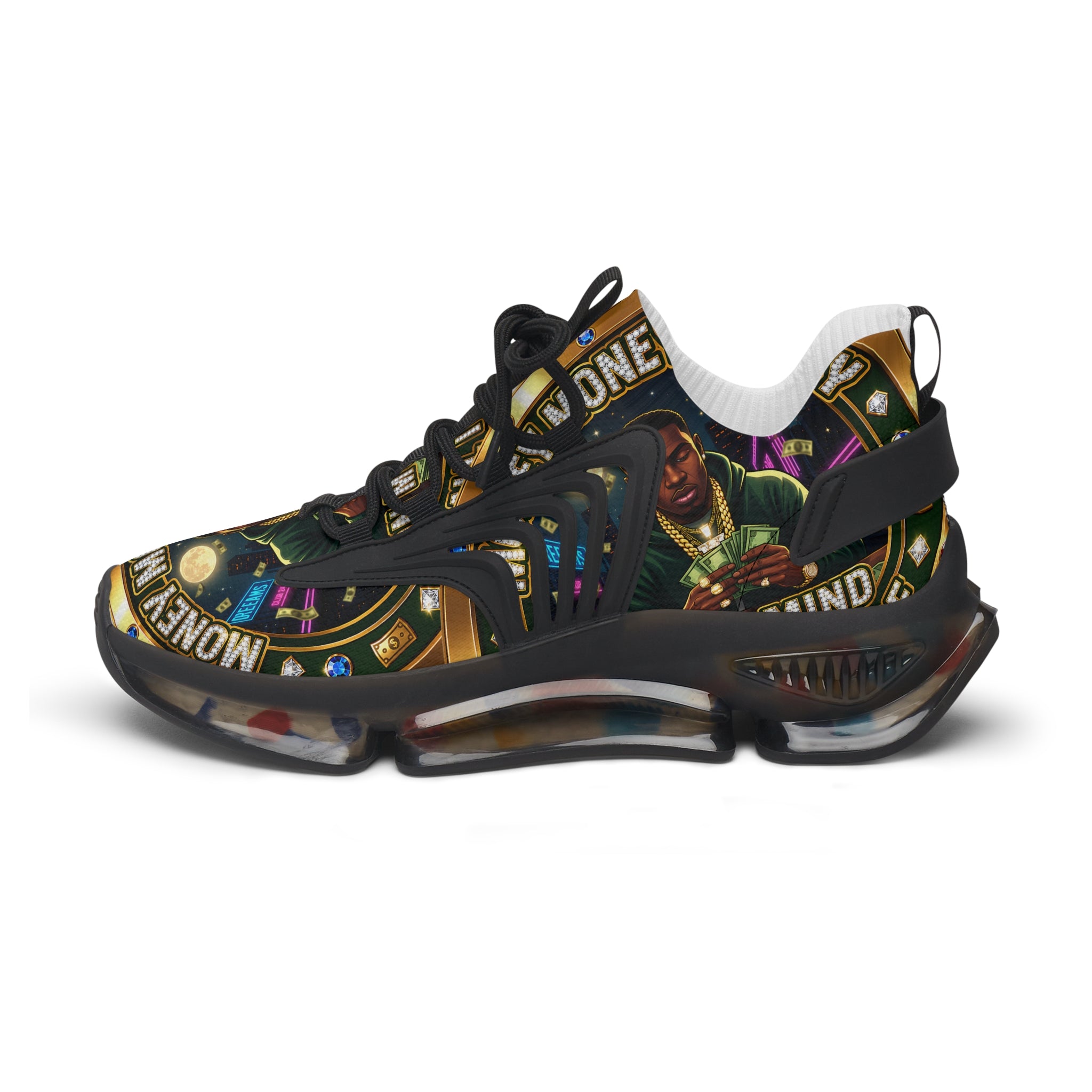 Men's Mesh Sneakers — 'Money' Graphic Women's Athletic Shoes