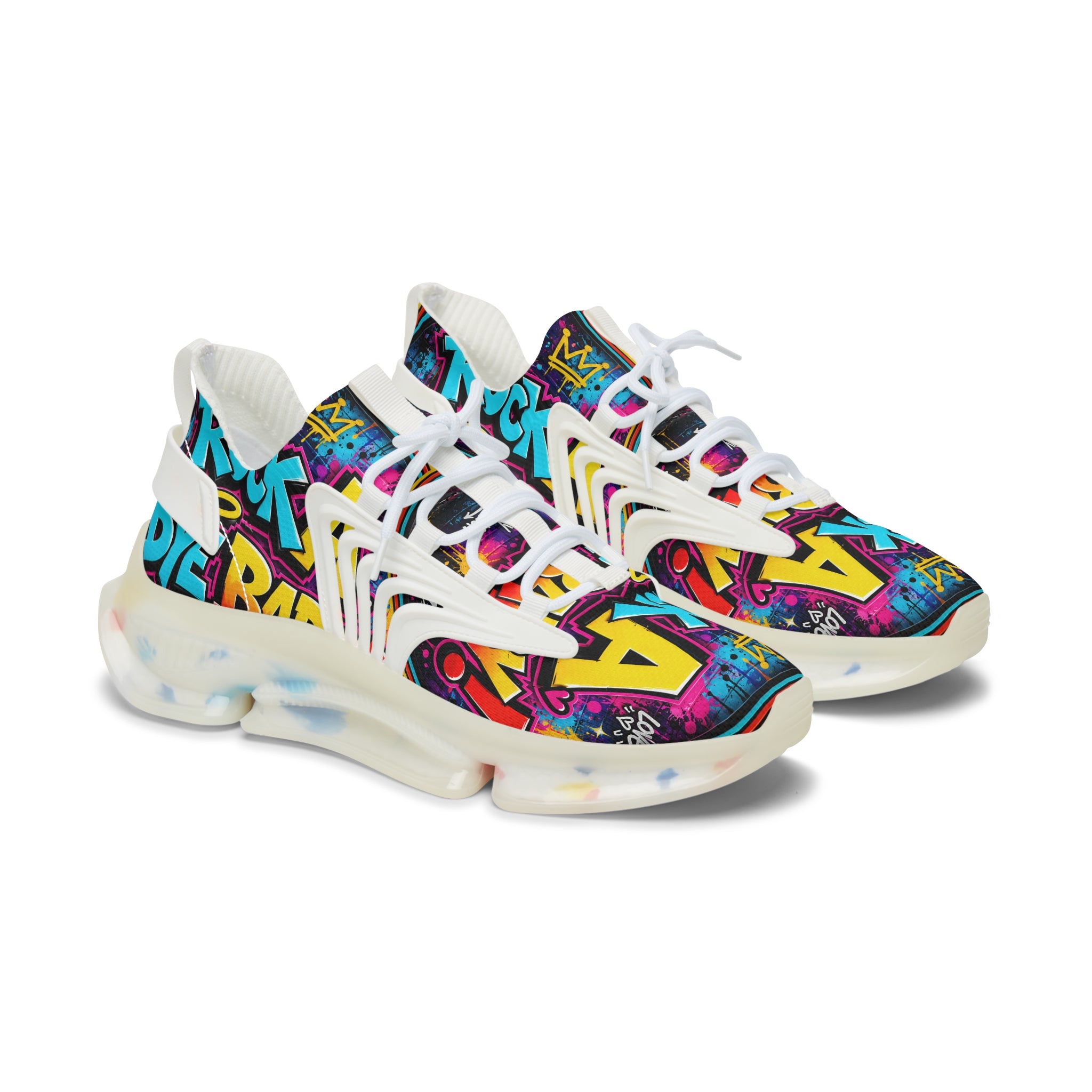 Women's Mesh Sneakers - Bold Graffiti 'Rock A Bye Baby' Streetwear Running Shoes