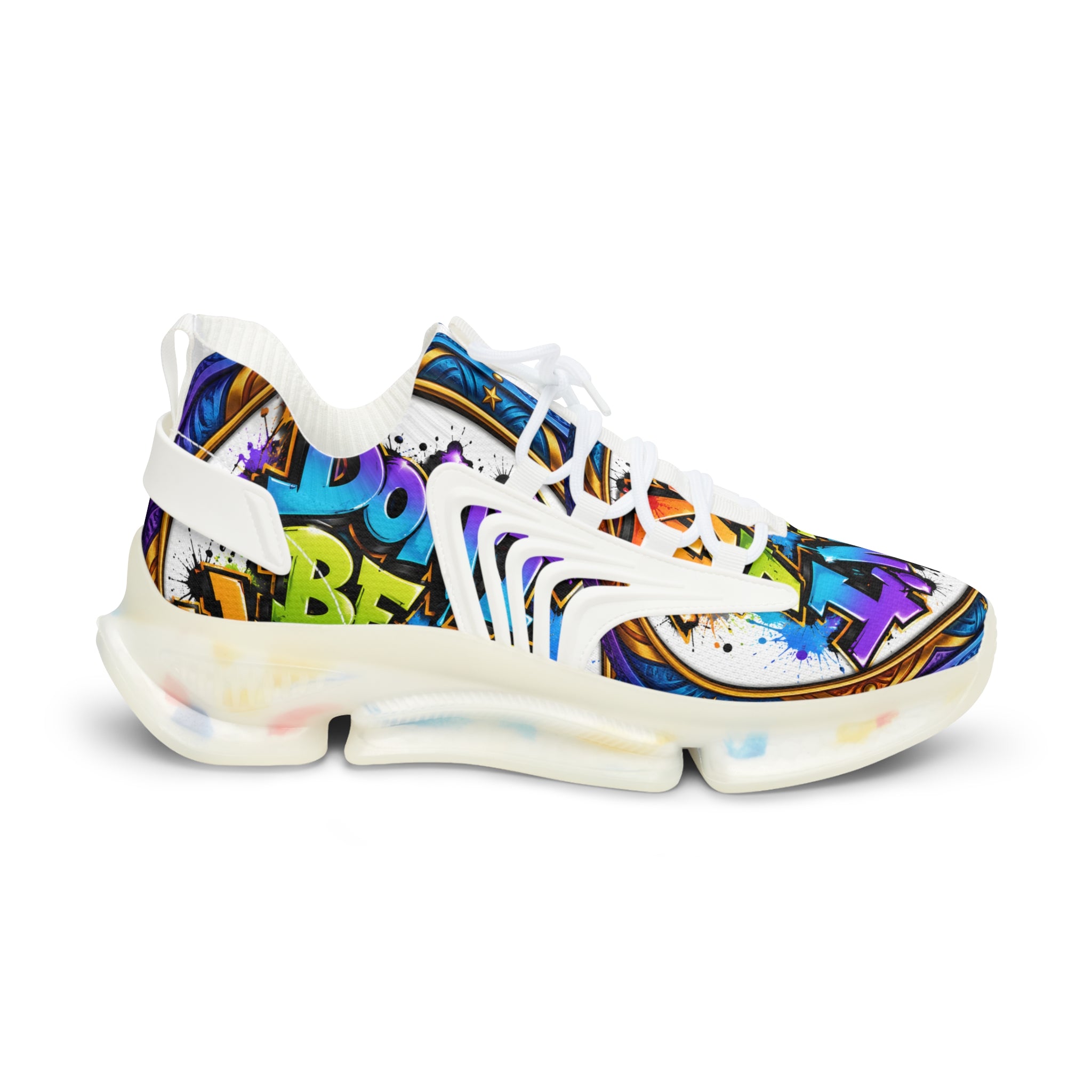 Men's Mesh Sneakers — " Don't Be A Junkie" Colorful 'Don't Be a Junkie' Graffiti Athletic Shoes