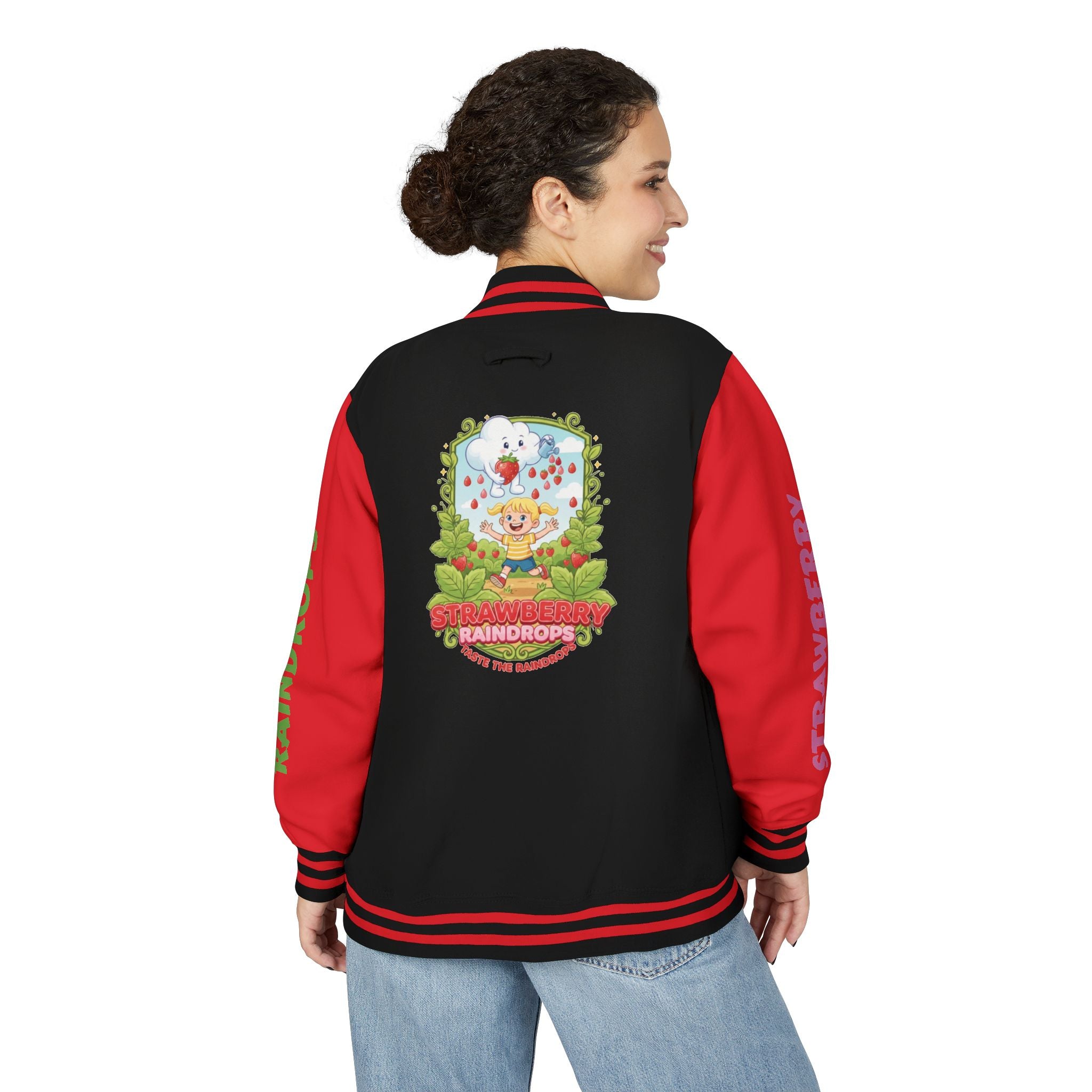 Letterman Jacket —Strawberry Raindrops Back Patch