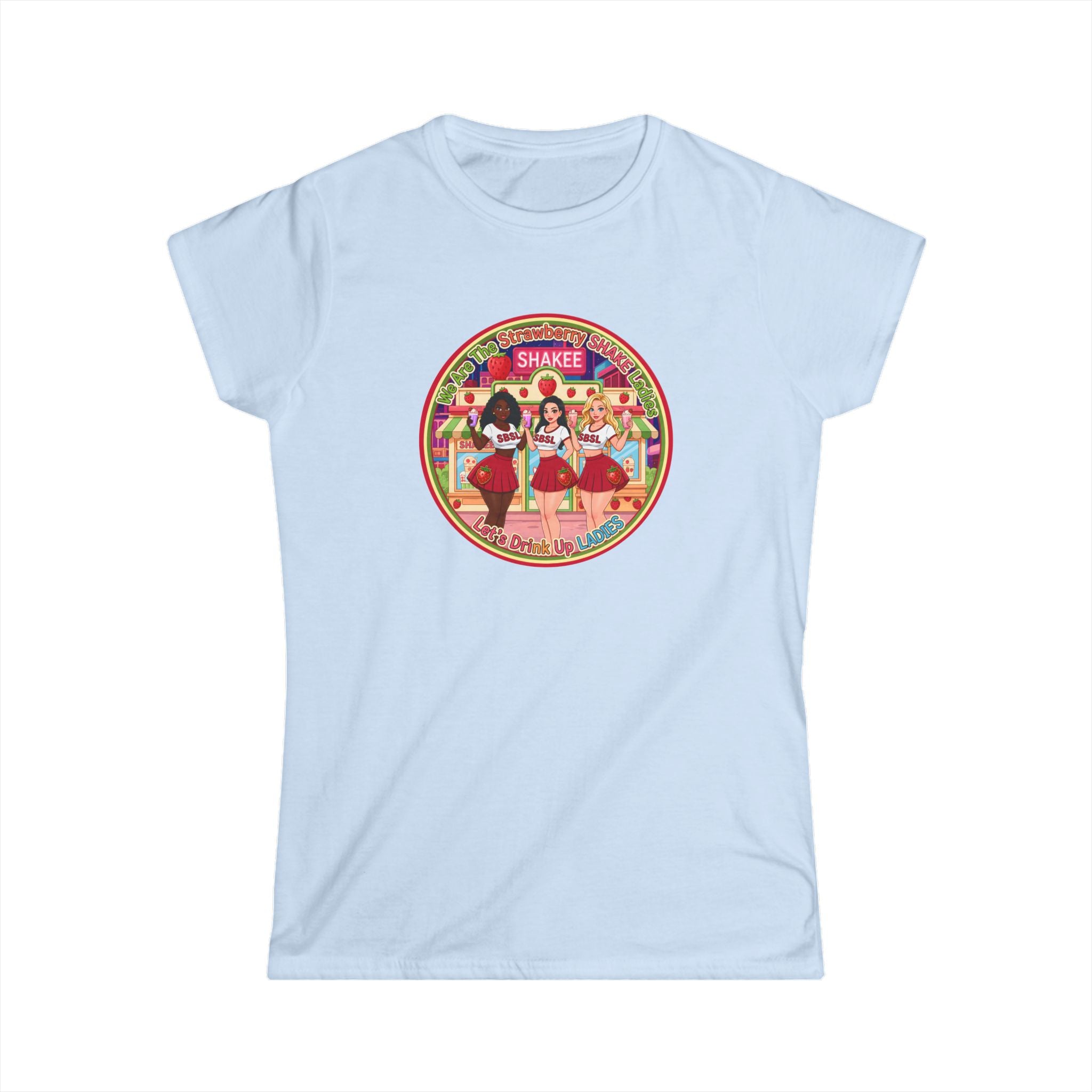 Retro Girl Group Tee — "We Are The Strawberry Shake Ladies" Vintage K-Pop Style Graphic Shirt