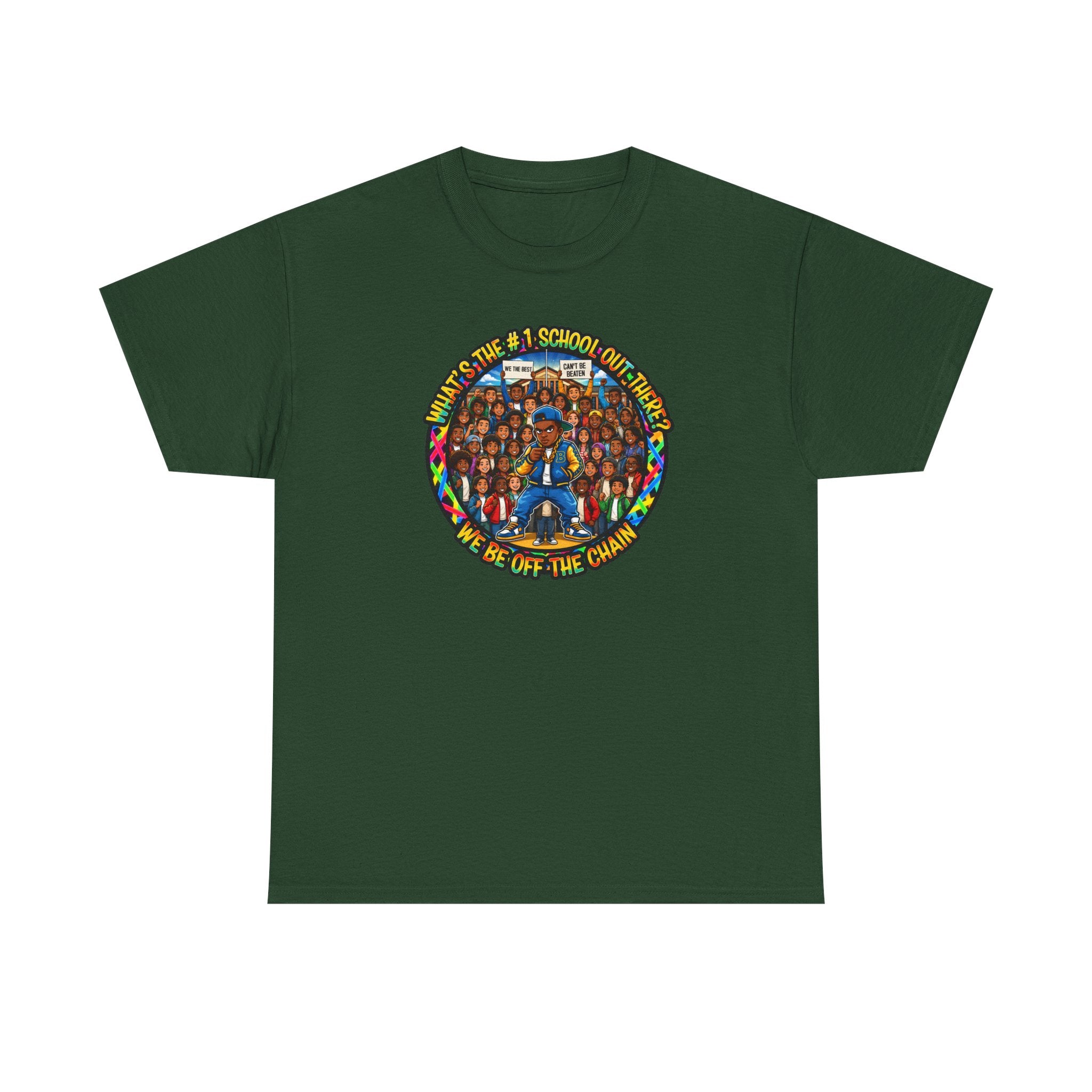 Community Unity Tee — "What's The #1 School Out There" Illustration Shirt