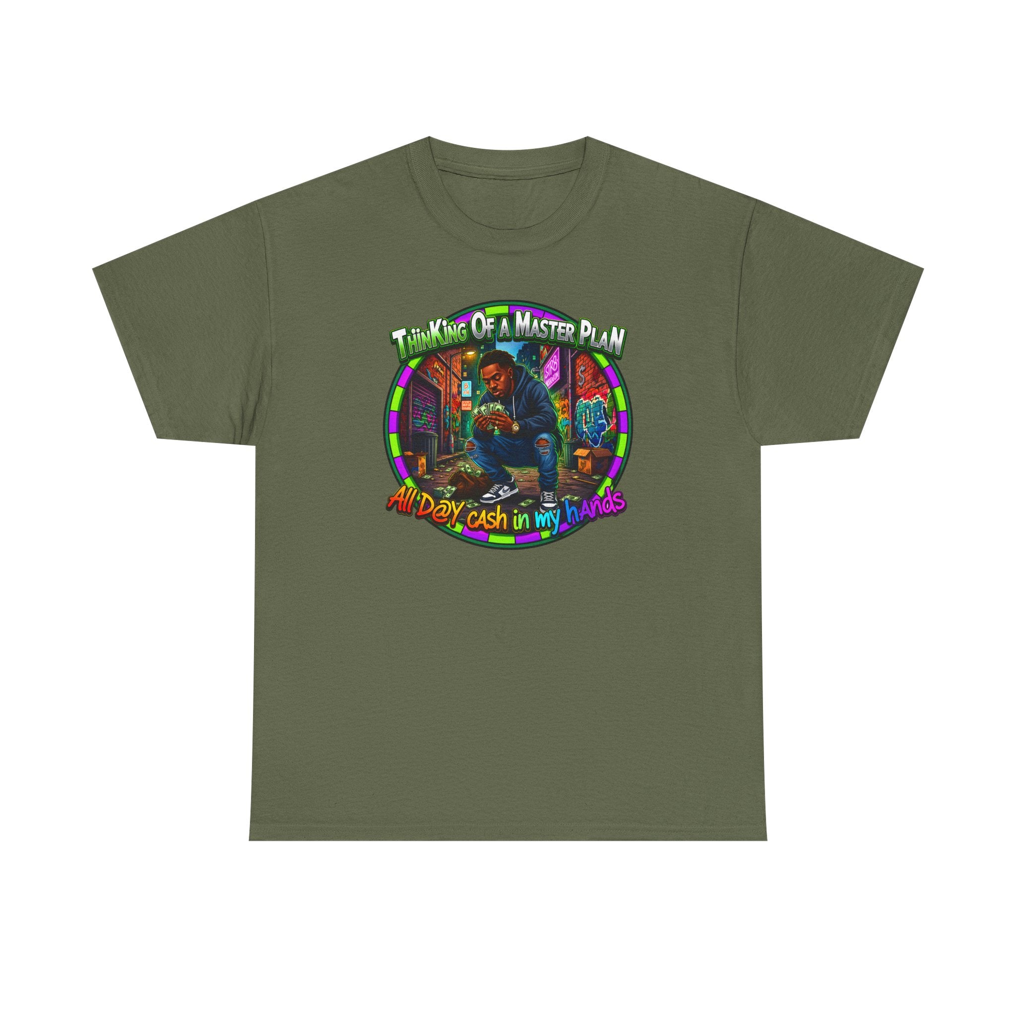 T-Shirt — "Thinking of a Master Plan" Colorful Retro Hip-Hop Graphic Tee