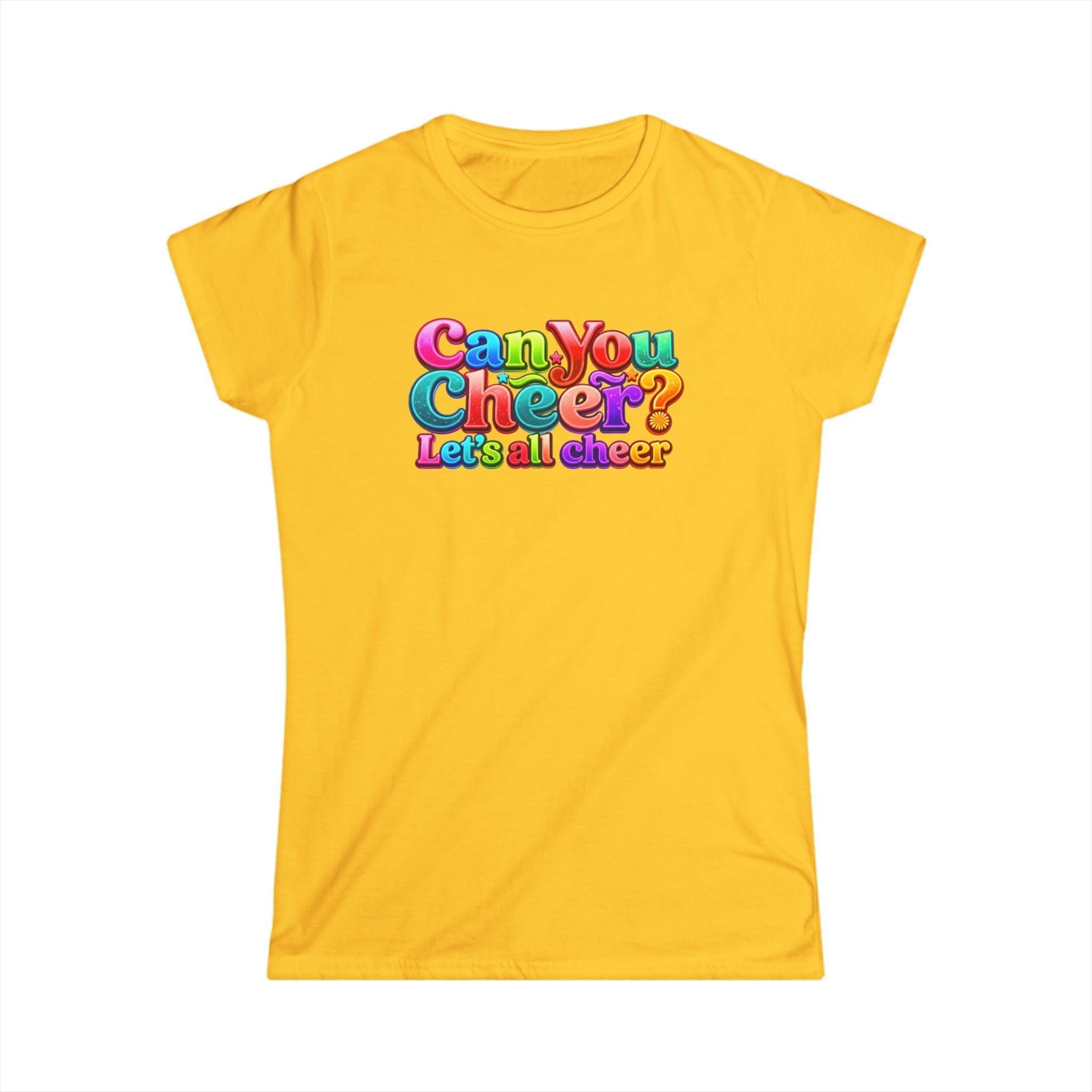 "Can You Cheer" Women's Tee — Colorful Retro Cheer Graphic Shirt