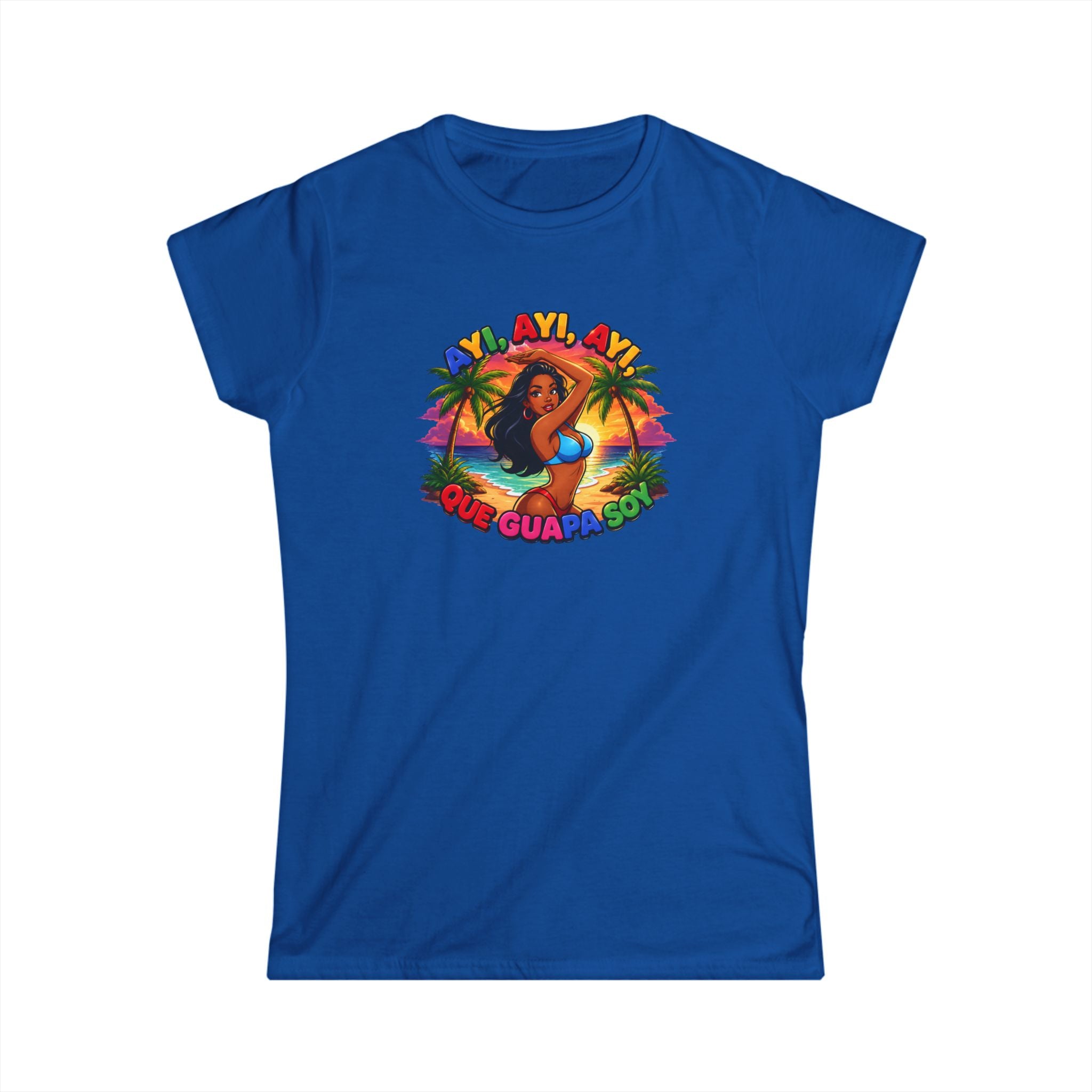 Women's Tee — Tropical ''Ayi, Ayi, Ayi Que GuapaSoy'' Beach Vibes Graphic Shirt