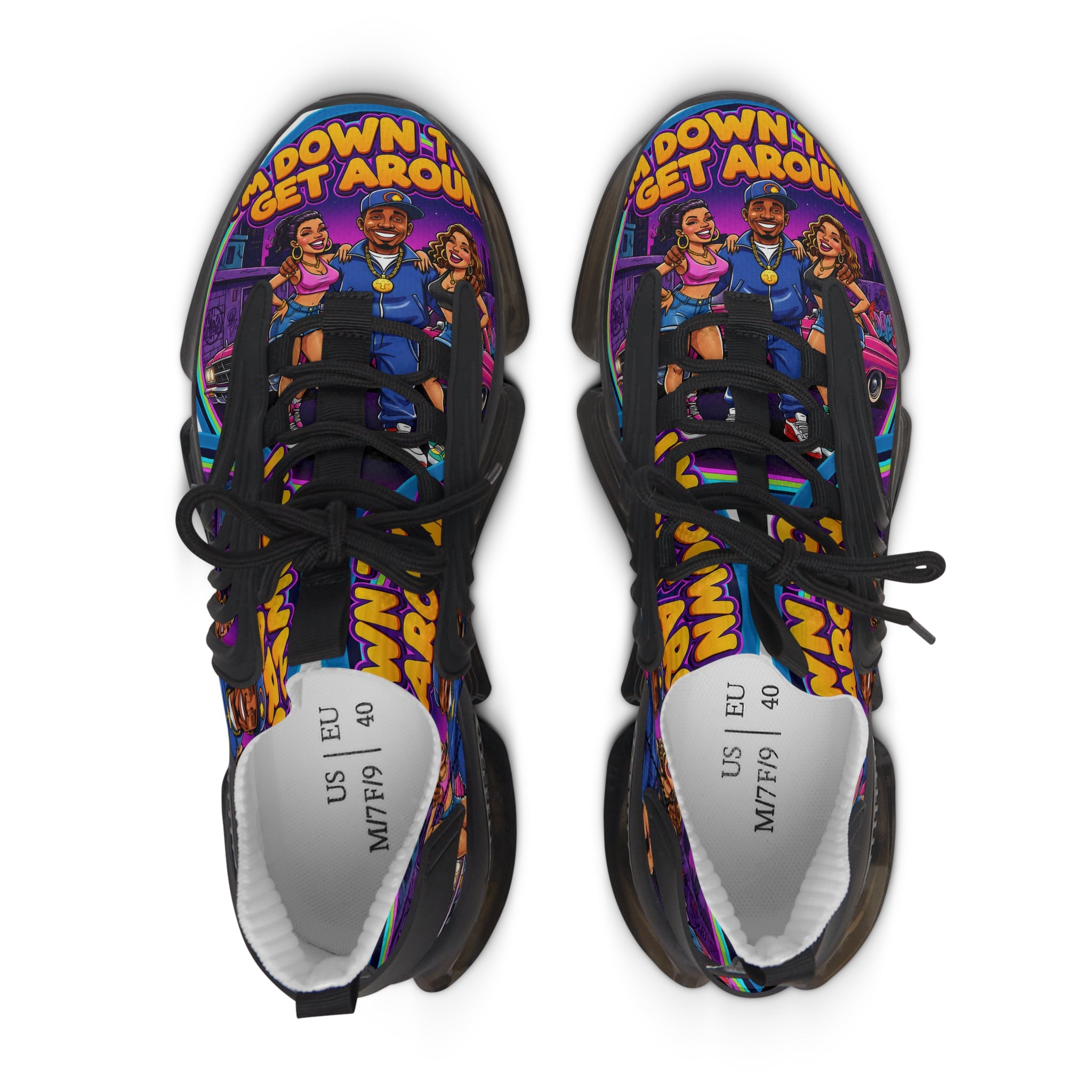 Men's Mesh Sneakers — Colorful 'Get Around' Graphic Athletic Shoes for men's