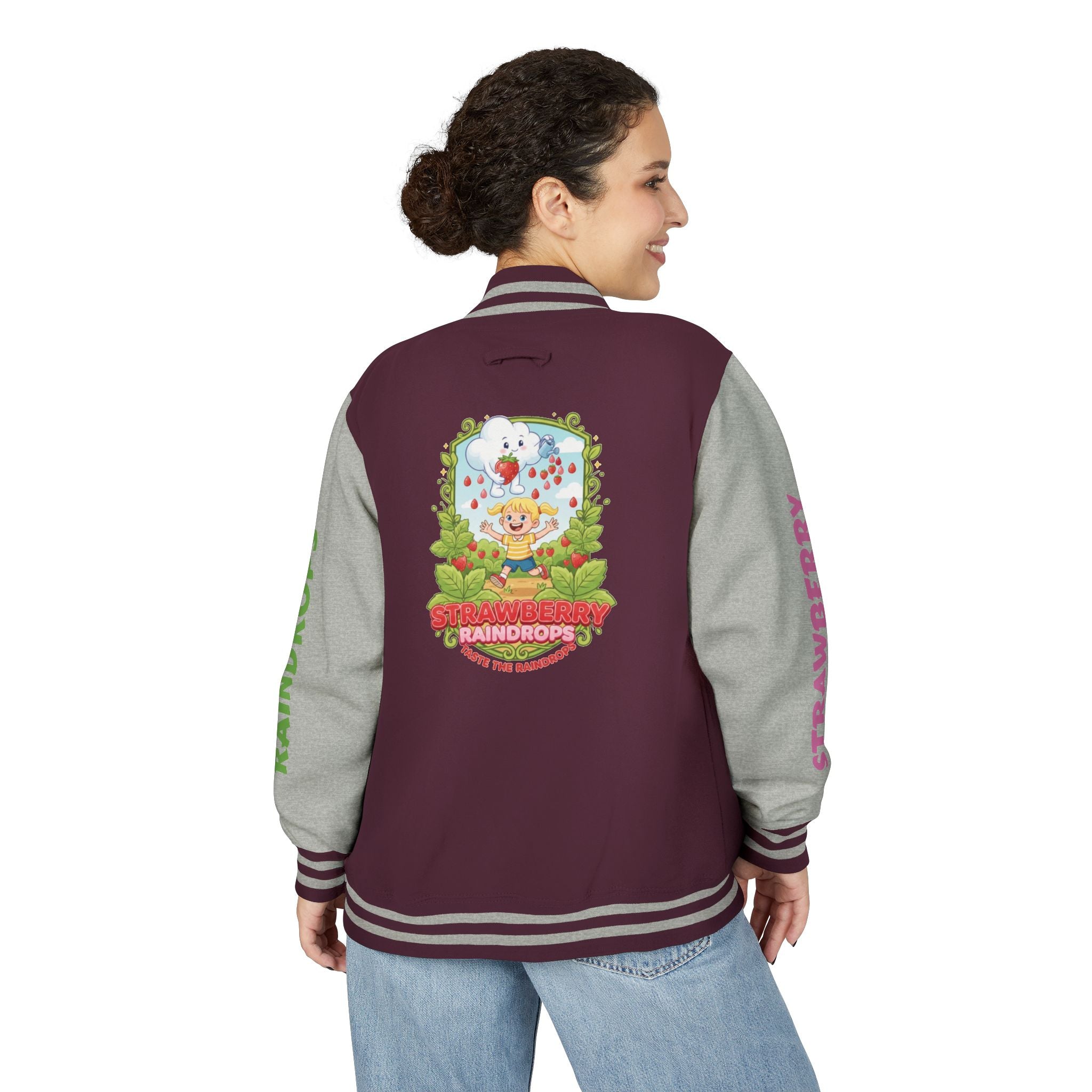 Letterman Jacket —Strawberry Raindrops Back Patch